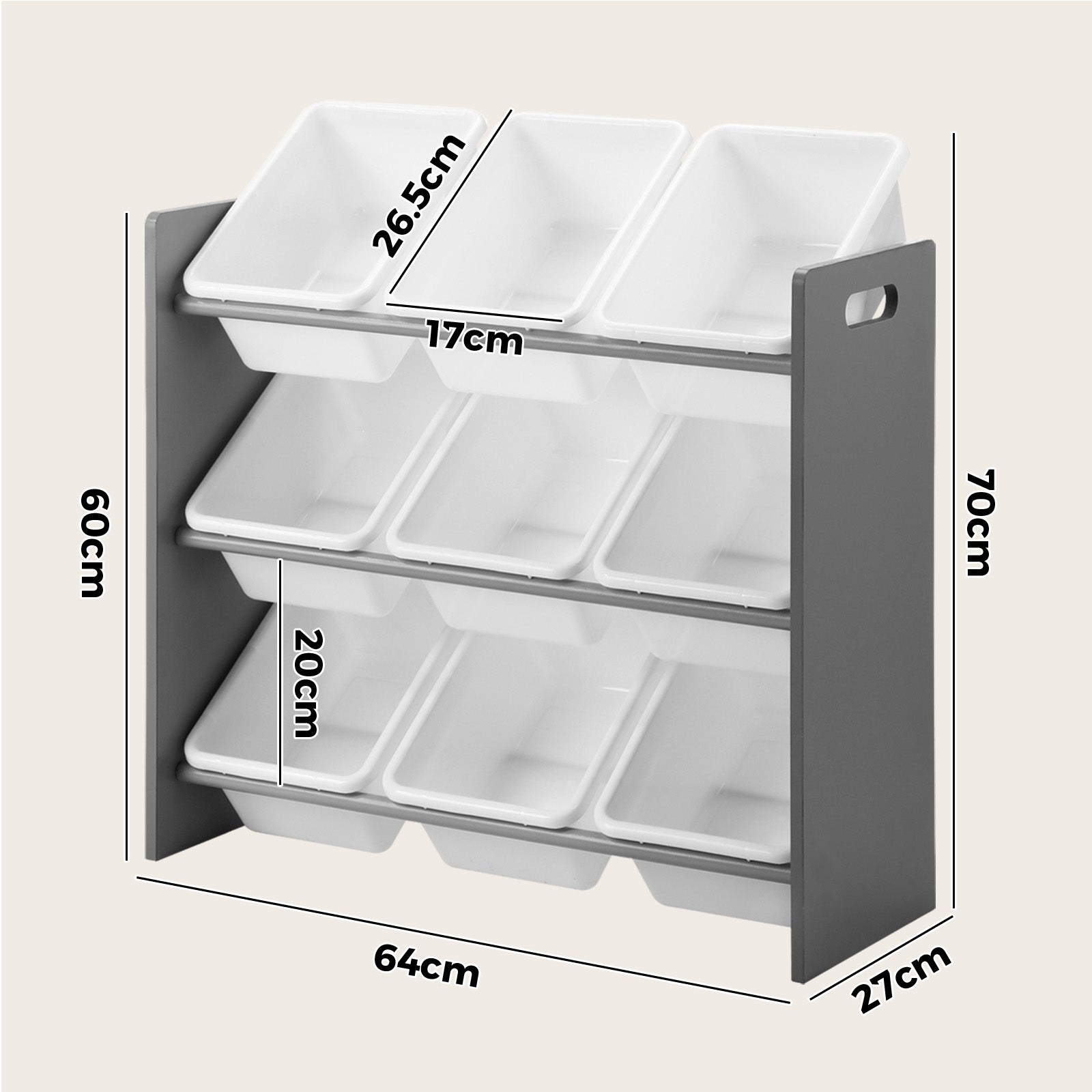 Oikiture Kids Toy Box Organiser 9 Bins Display Shelf Storage Rack Drawer - Sunyee