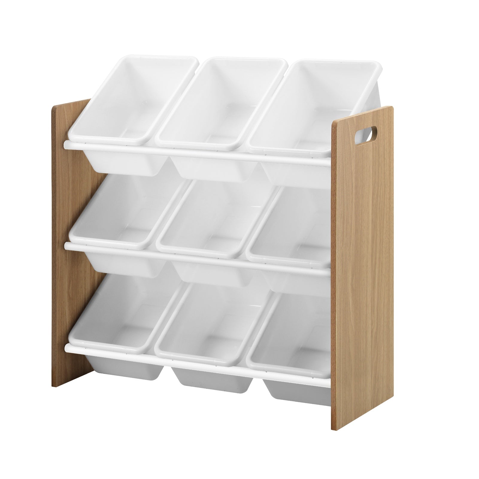 Oikiture Kids Toy Box Organiser 9 Bins Display Shelf Storage Rack Natural White - Sunyee