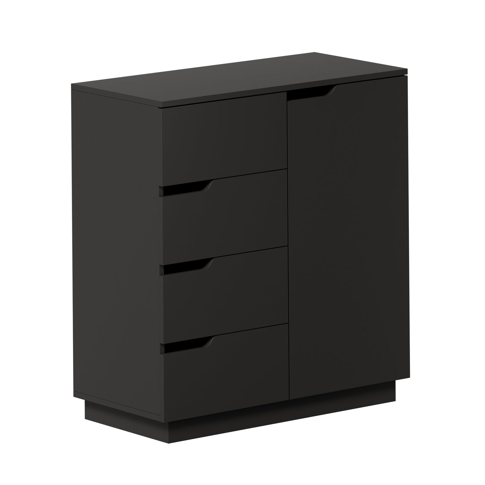 Oikiture Storage Cabinet 4 Drawers Buffet Cupboard Hallway Handleless Black