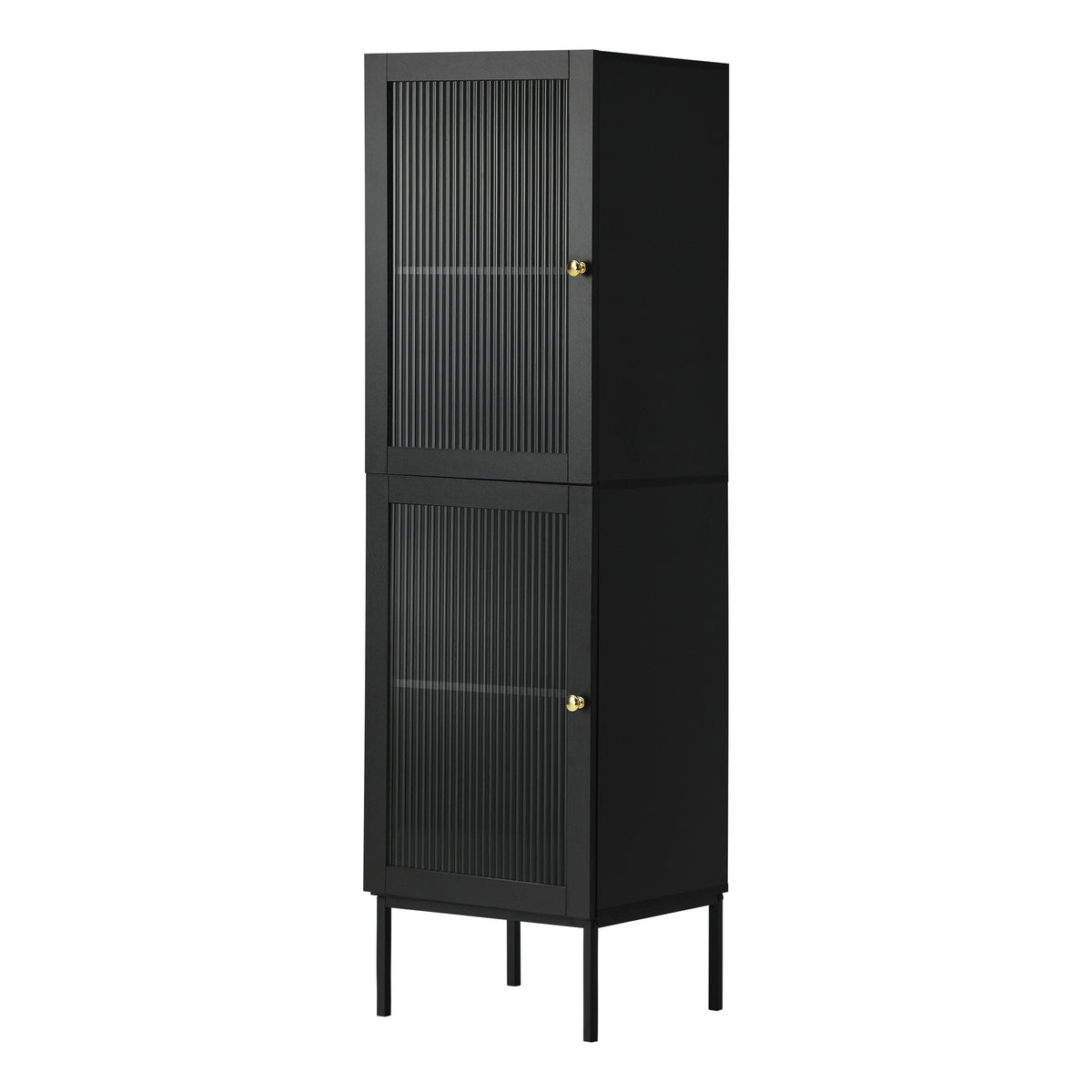 Oikiture Bathroom Cabinet Storage Toilet Cupboard Tempered Glass Door Black