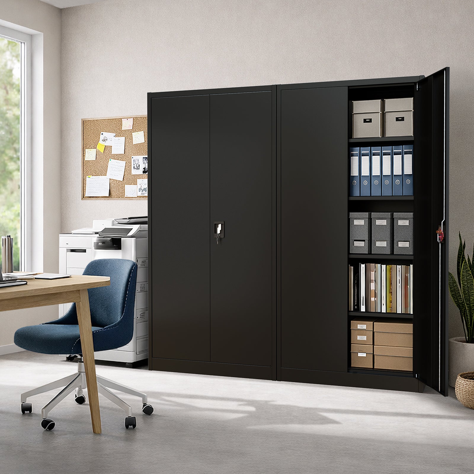 Oikiture Lockable Filing Cabinet 185cm Steel Office Document Storage - Sunyee