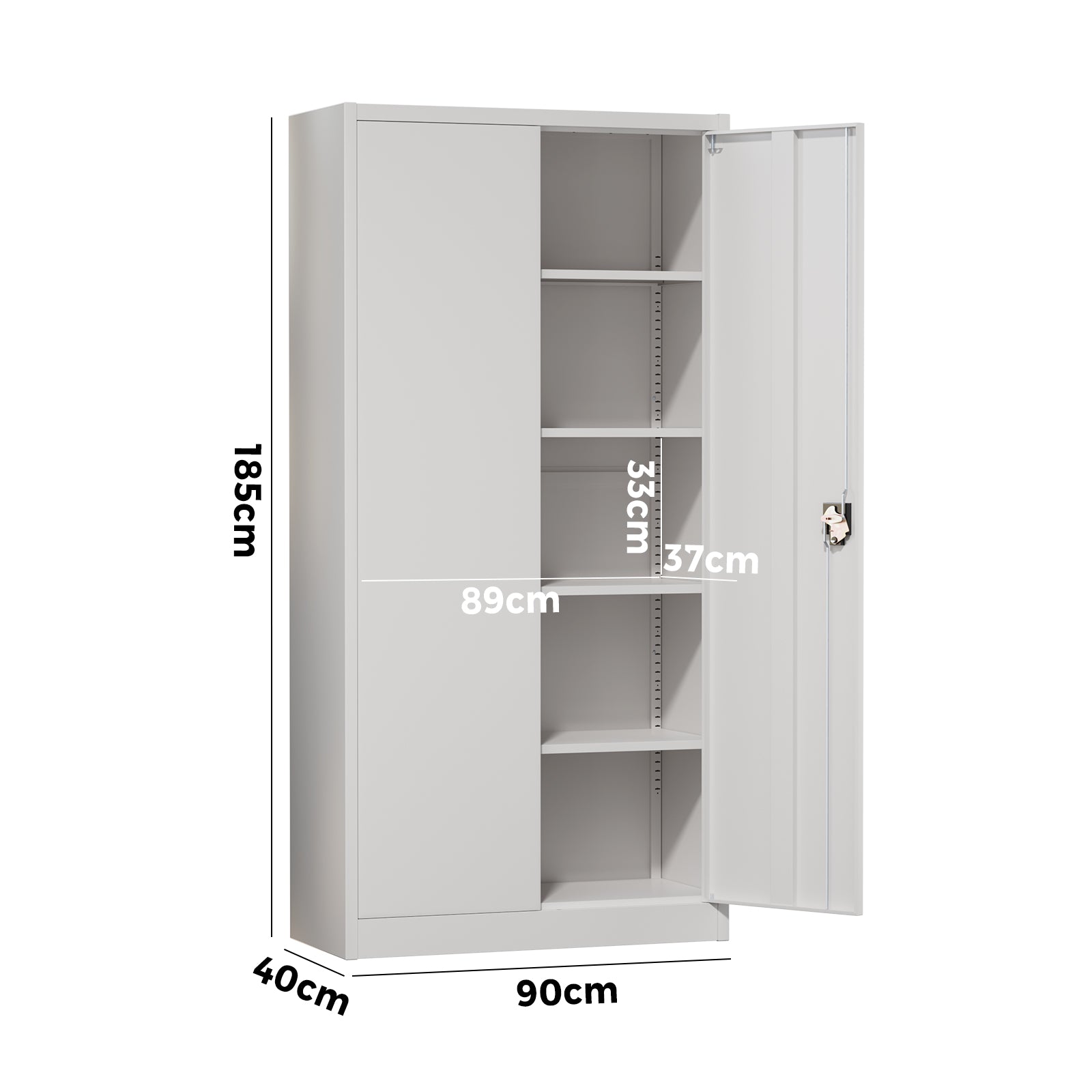 Oikiture Lockable Filing Cabinet 185cm Steel Office Document Storage White - Sunyee