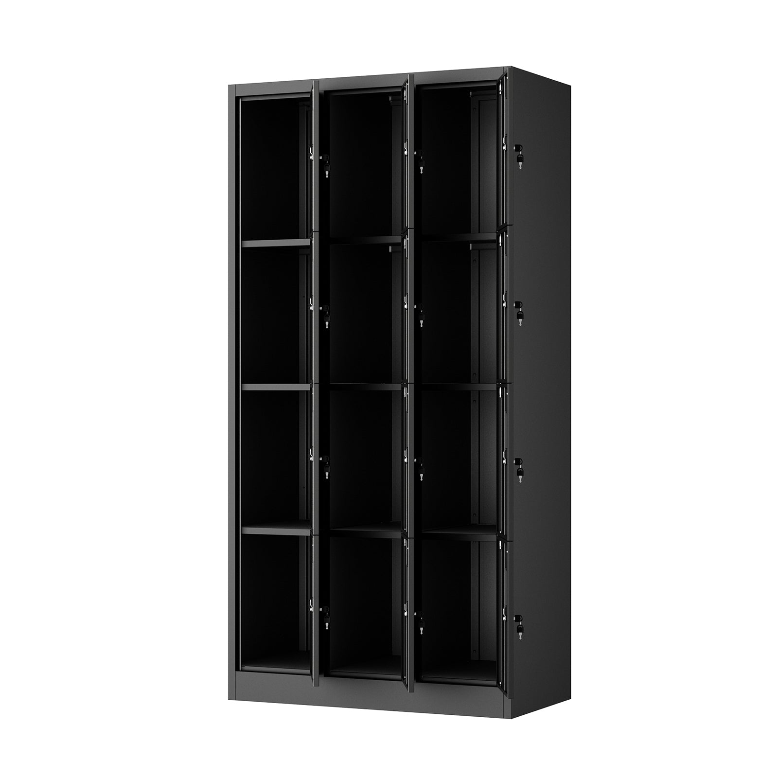 Oikiture 12 Doors Locker Cabinet Steel Storage Cupboard Office School Gym Black - Sunyee
