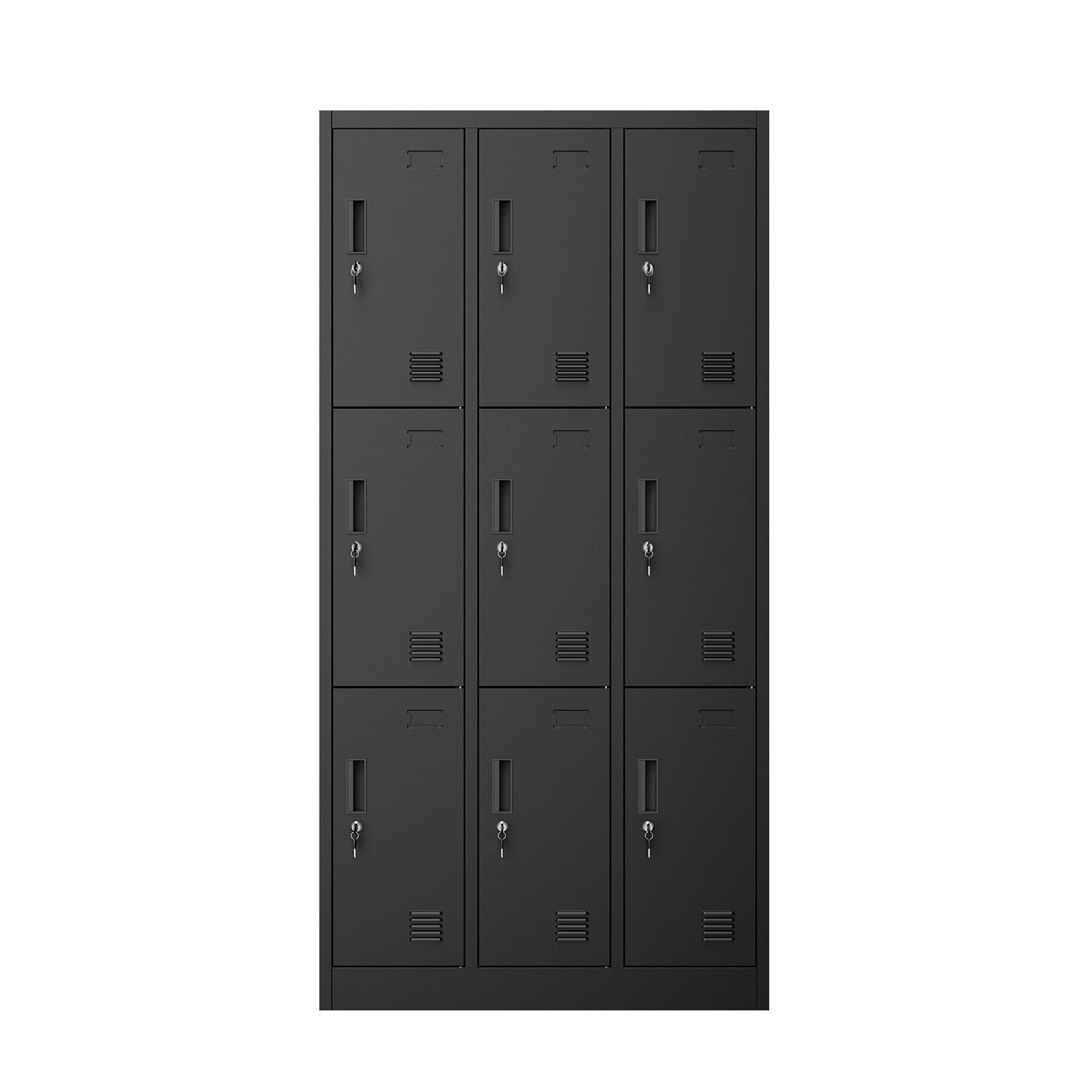 Oikiture 9 Doors Locker Cabinet Steel Storage Cupboard Office School Gym Black - Sunyee