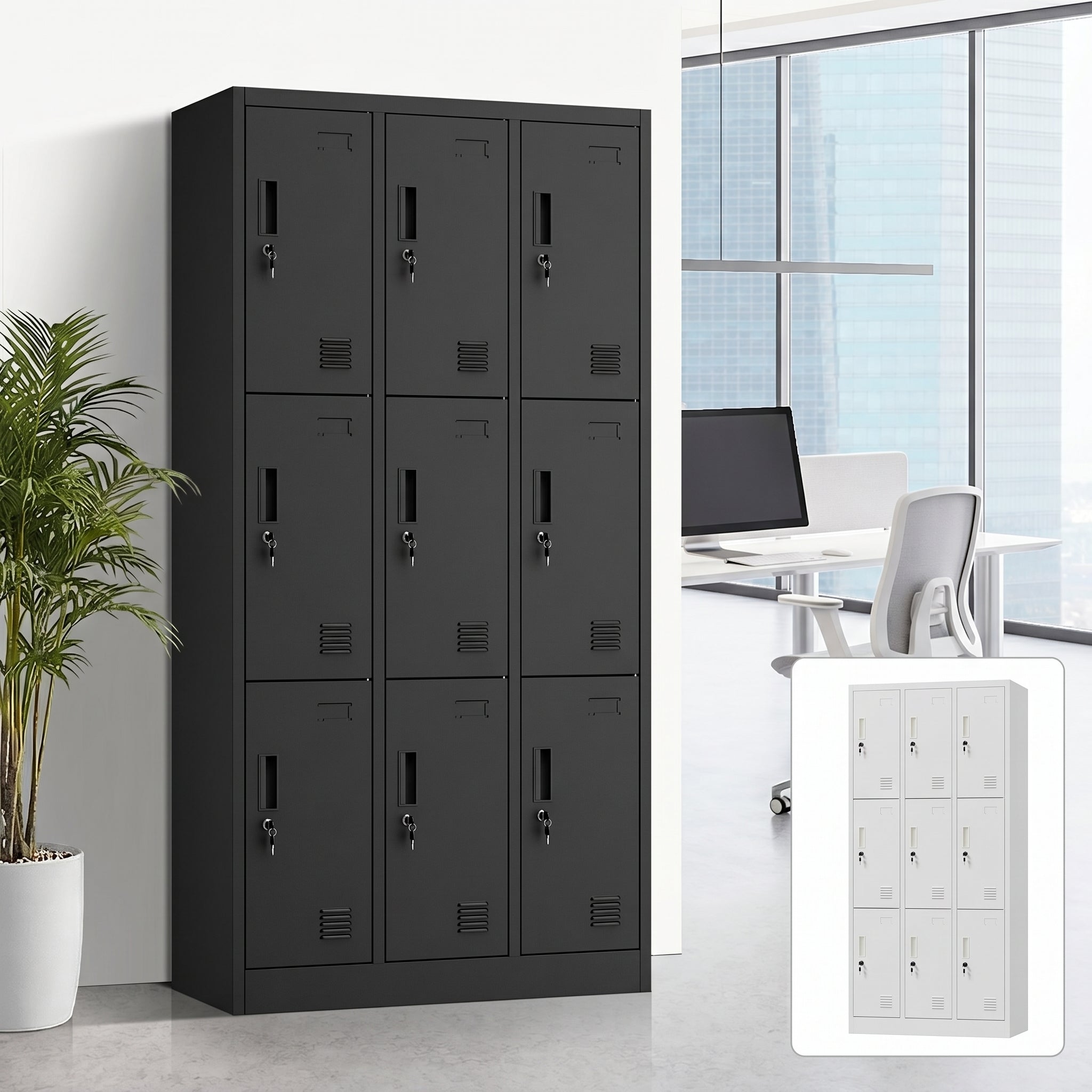 Oikiture 9 Doors Locker Cabinet Steel Storage Cupboard Office School Gym - Sunyee