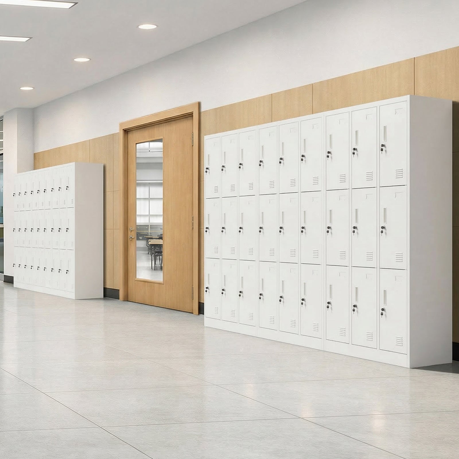 Oikiture 9 Doors Locker Cabinet Steel Storage Cupboard Office School Gym White - Sunyee