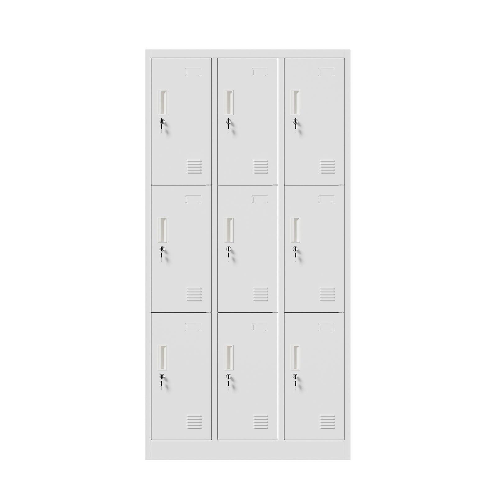 Oikiture 9 Doors Locker Cabinet Steel Storage Cupboard Office School Gym White - Sunyee