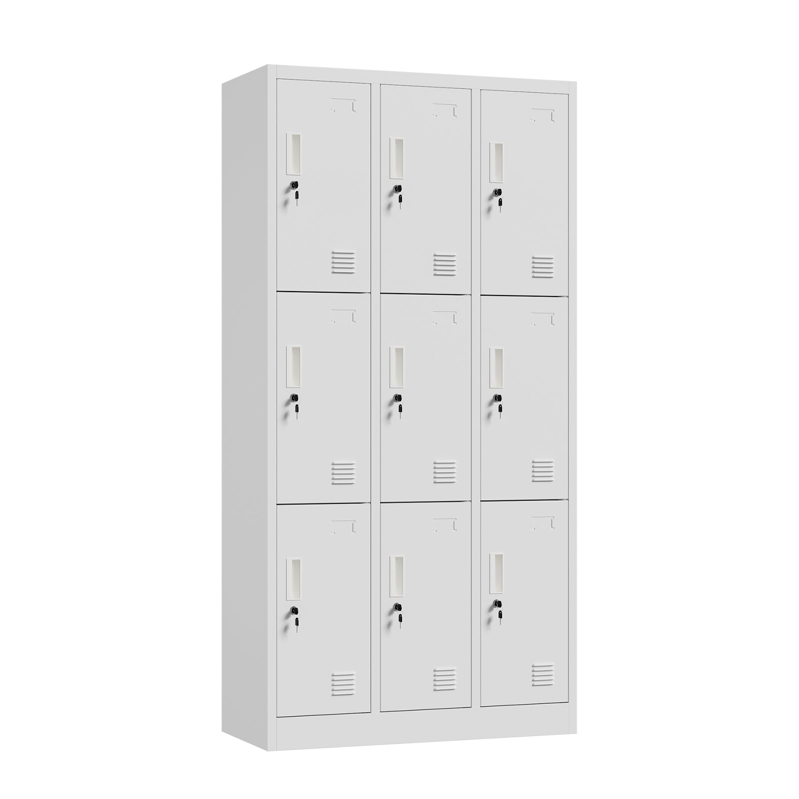 Oikiture 9 Doors Locker Cabinet Steel Storage Cupboard Office School Gym White - Sunyee