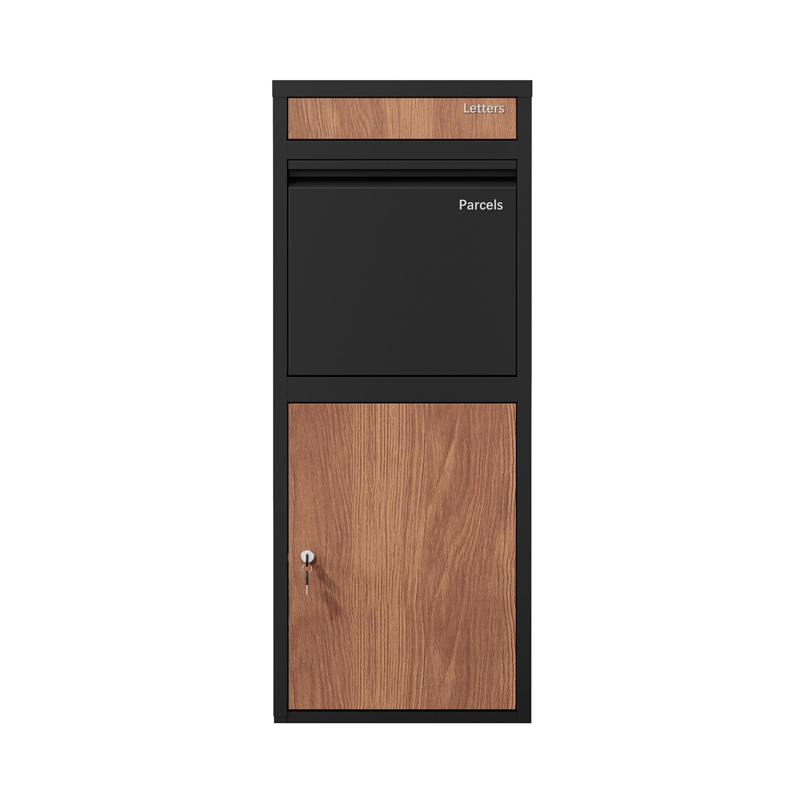 Oikiture Steel Parcel Letterbox Drop Box Package Lockable Storage Walnut&Black - Sunyee