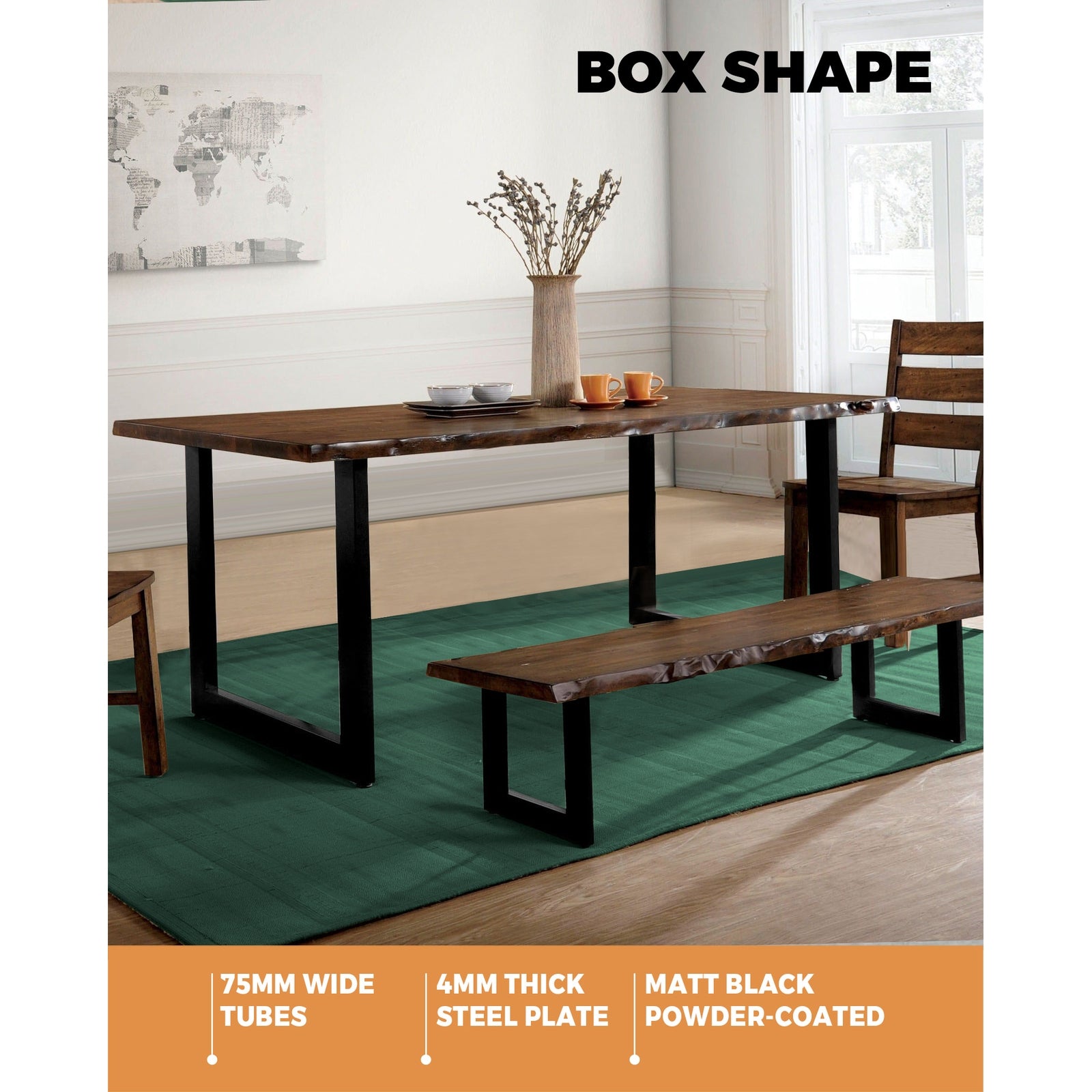 Oikiture 2X/4X Coffee Dining Table Legs Bench Box DIY Steel Metal Industrial