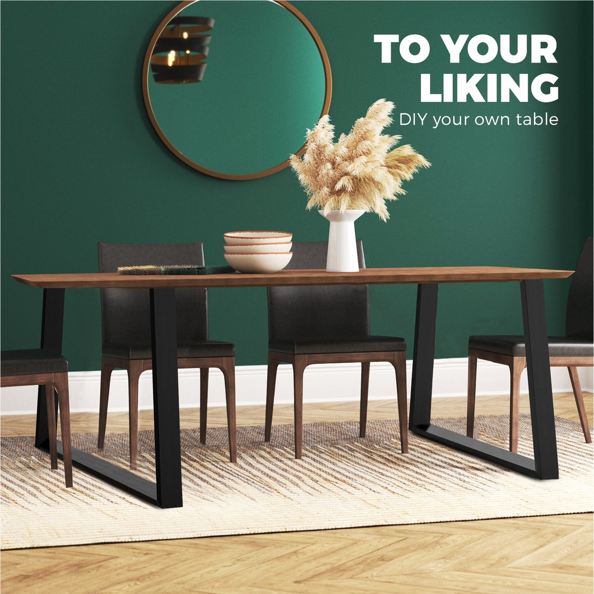 Oikiture 2x Coffee Dining Table Legs Trapezoid Industrial Vintage Bench Metal