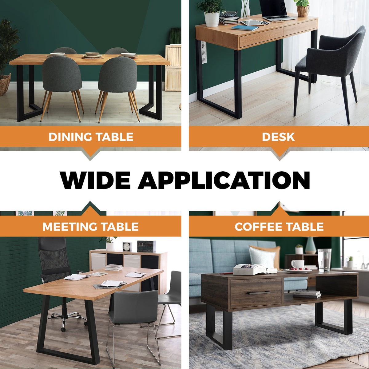 Oikiture 2x Coffee Dining Table Legs Trapezoid Industrial Vintage Bench Metal