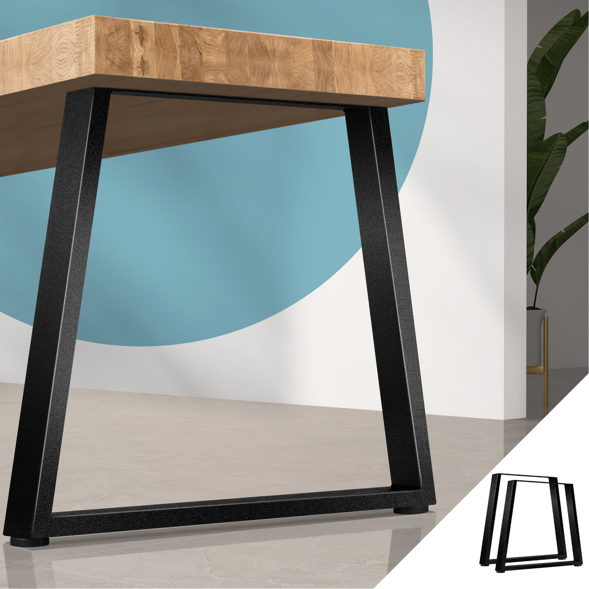 Oikiture 2x Coffee Dining Table Legs Trapezoid Industrial Vintage Bench Metal