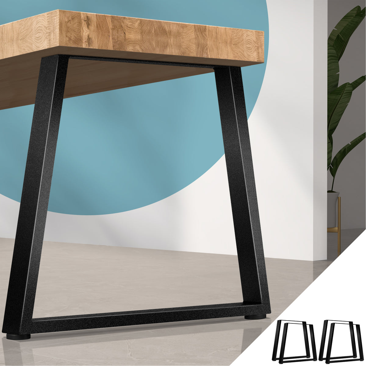 Oikiture 2X/4X Coffee Dining Table Legs Bench DIY Steel Metal Industrial Black