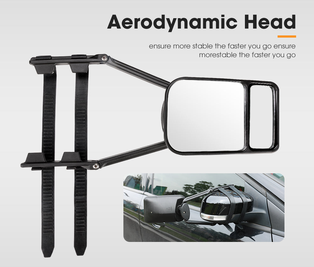 2x Towing Mirrors Clip Universal Multi Trailer Caravan Car Truck Vehicle 4WD Pair