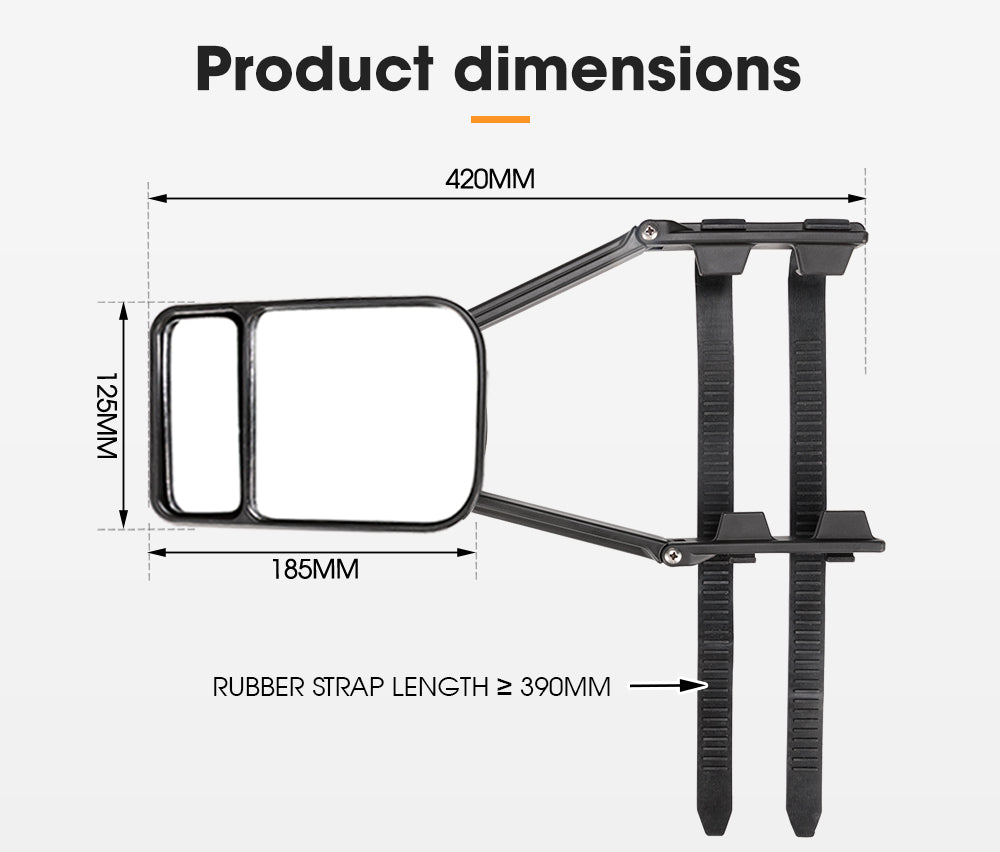 2x Towing Mirrors Clip Universal Multi Trailer Caravan Car Truck Vehicle 4WD Pair