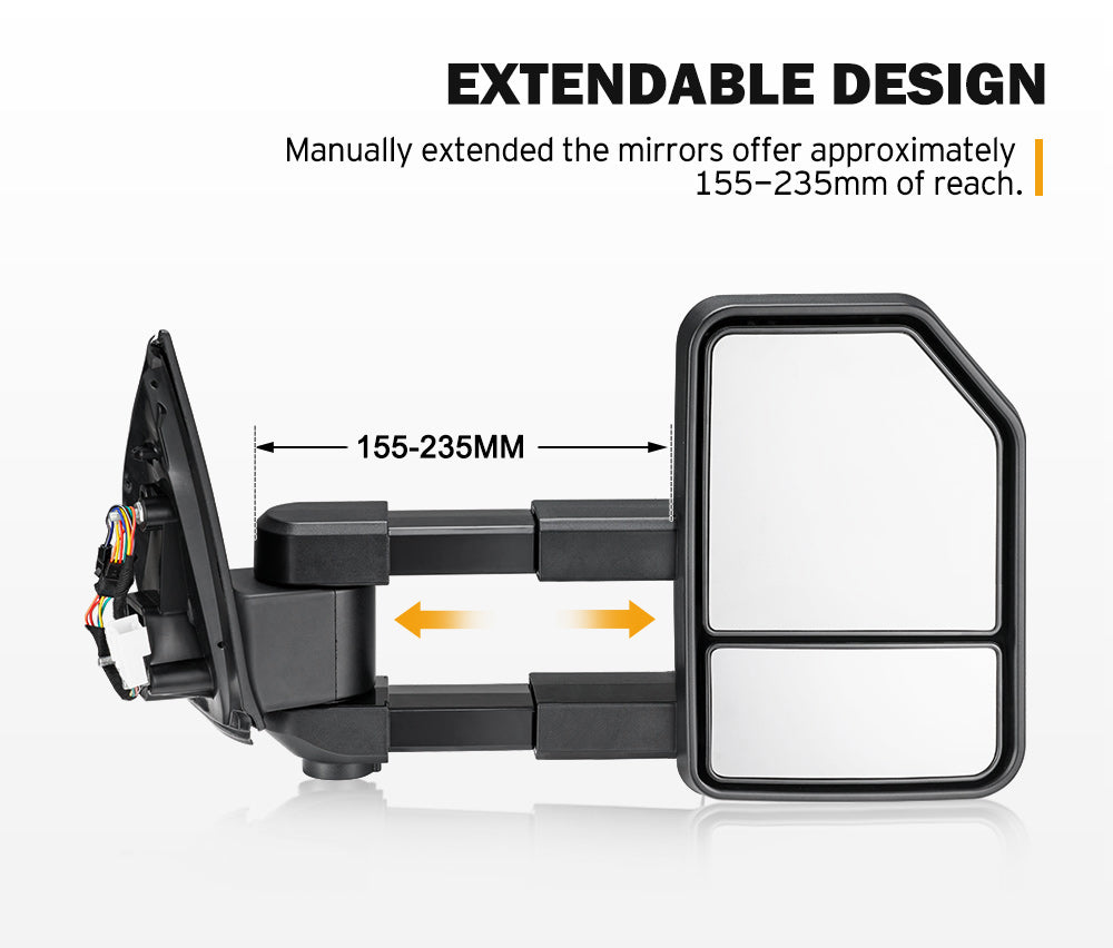 Pair San Hima Extendable Towing Mirrors Gen2 for Holden Colorado7 MY2013-MY2016