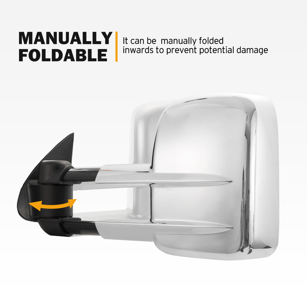San Hima Pair Towing Mirrors Extendable for Toyota Hilux 2005-2015 N70 Silver - Sunyee