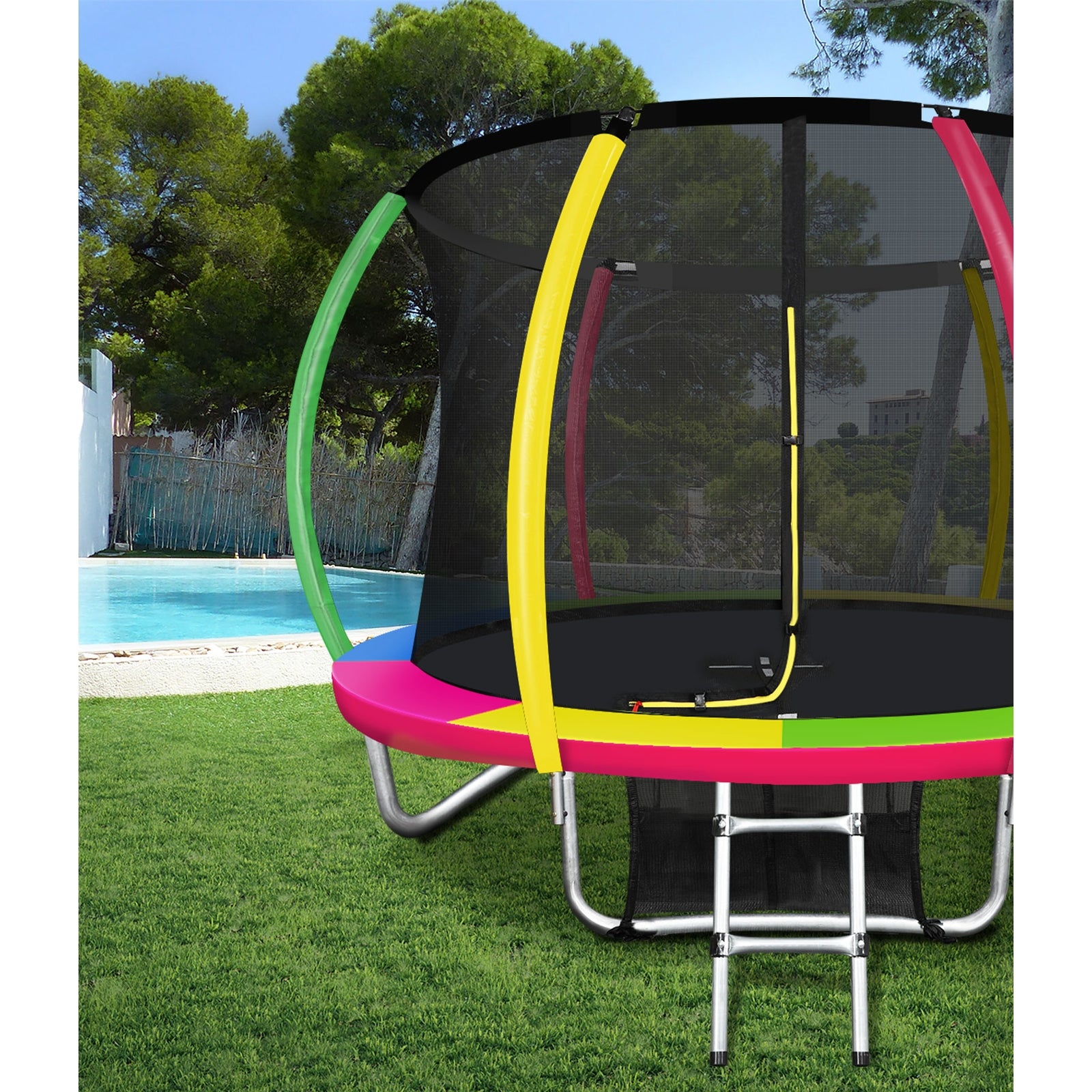 Mazam 8FT Trampoline Round Kids Trampolines Enclosure Outdoor Indoor Play Toys - Sunyee