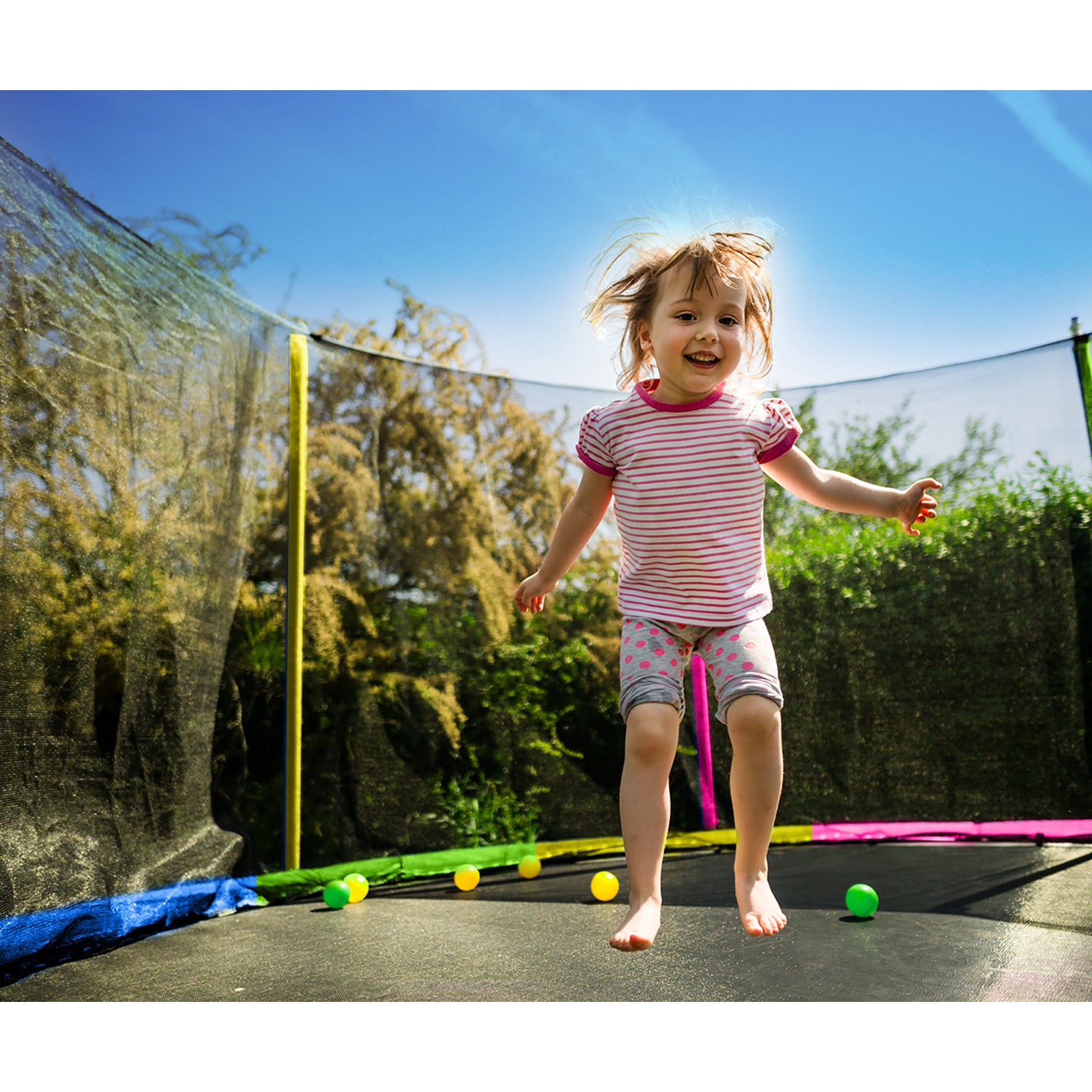 Mazam 8FT Trampoline Round Kids Trampolines Enclosure Outdoor Indoor Play Toys - Sunyee