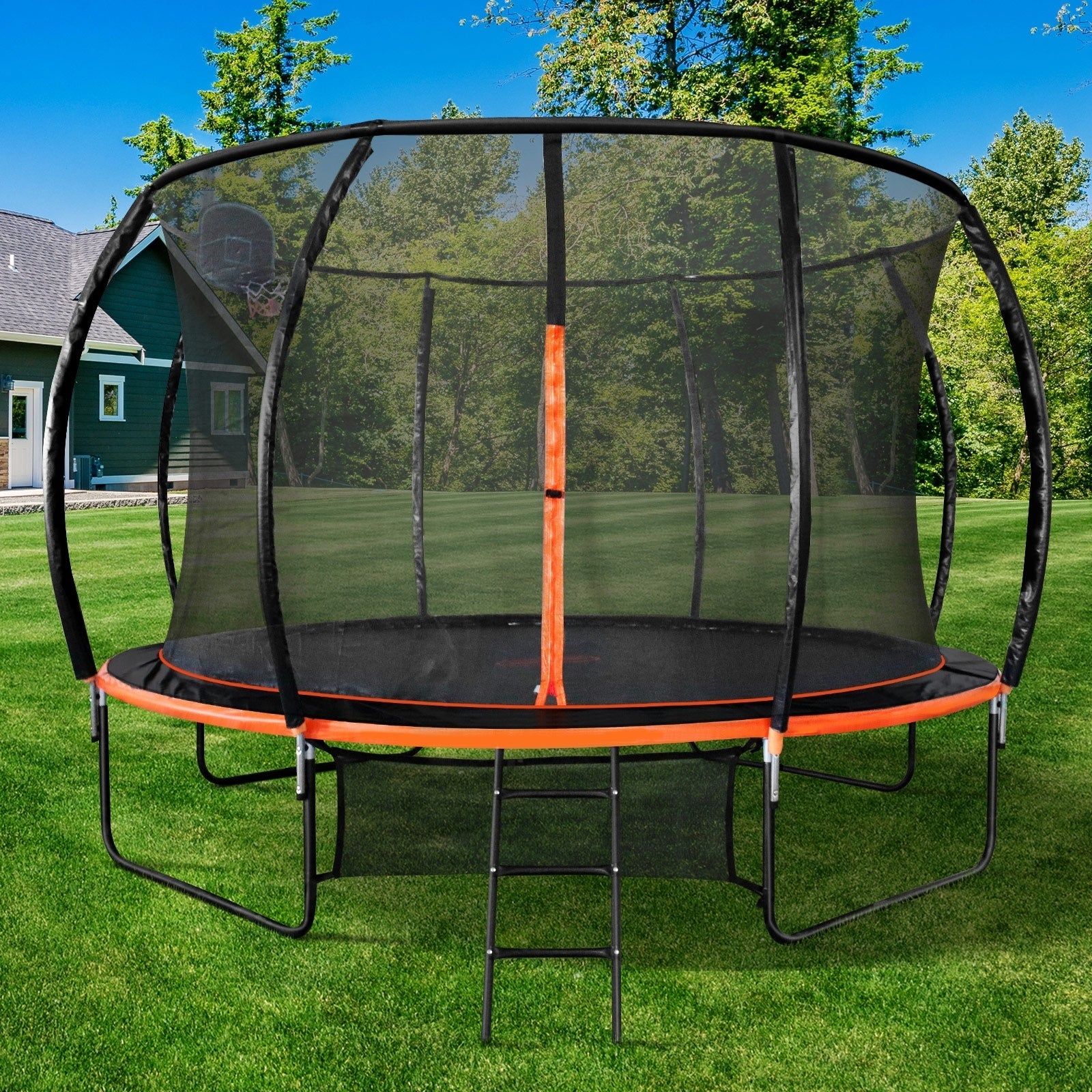 Mazam 8FT 10FT 12FT Rebounder Trampoline Round Safety Net Ladder Basket for Kids - Sunyee