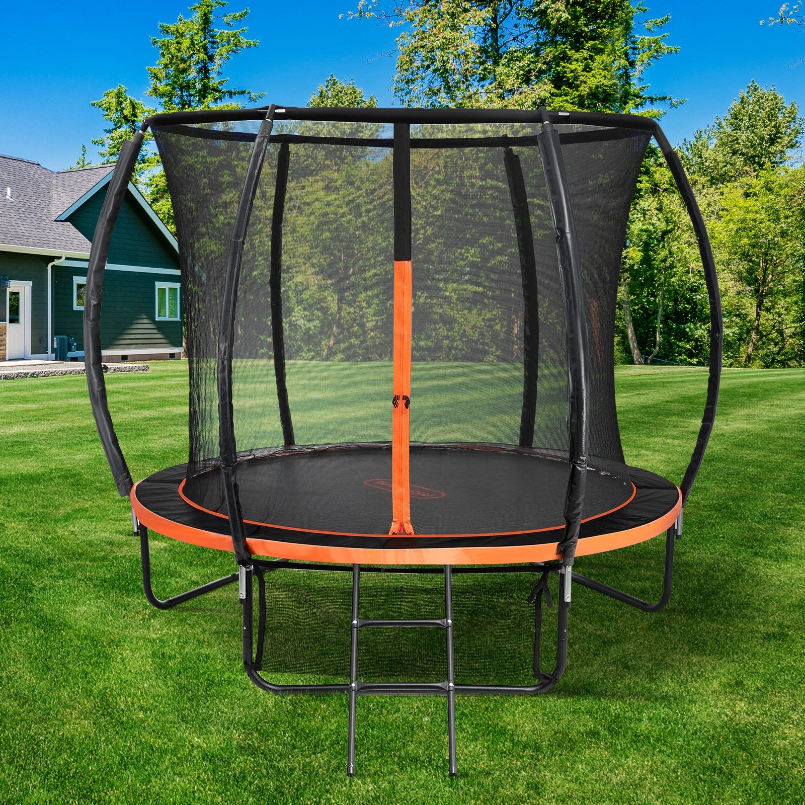 Mazam 8FT 10FT 12FT Rebounder Trampoline Round Safety Net Ladder Basket for Kids - Sunyee