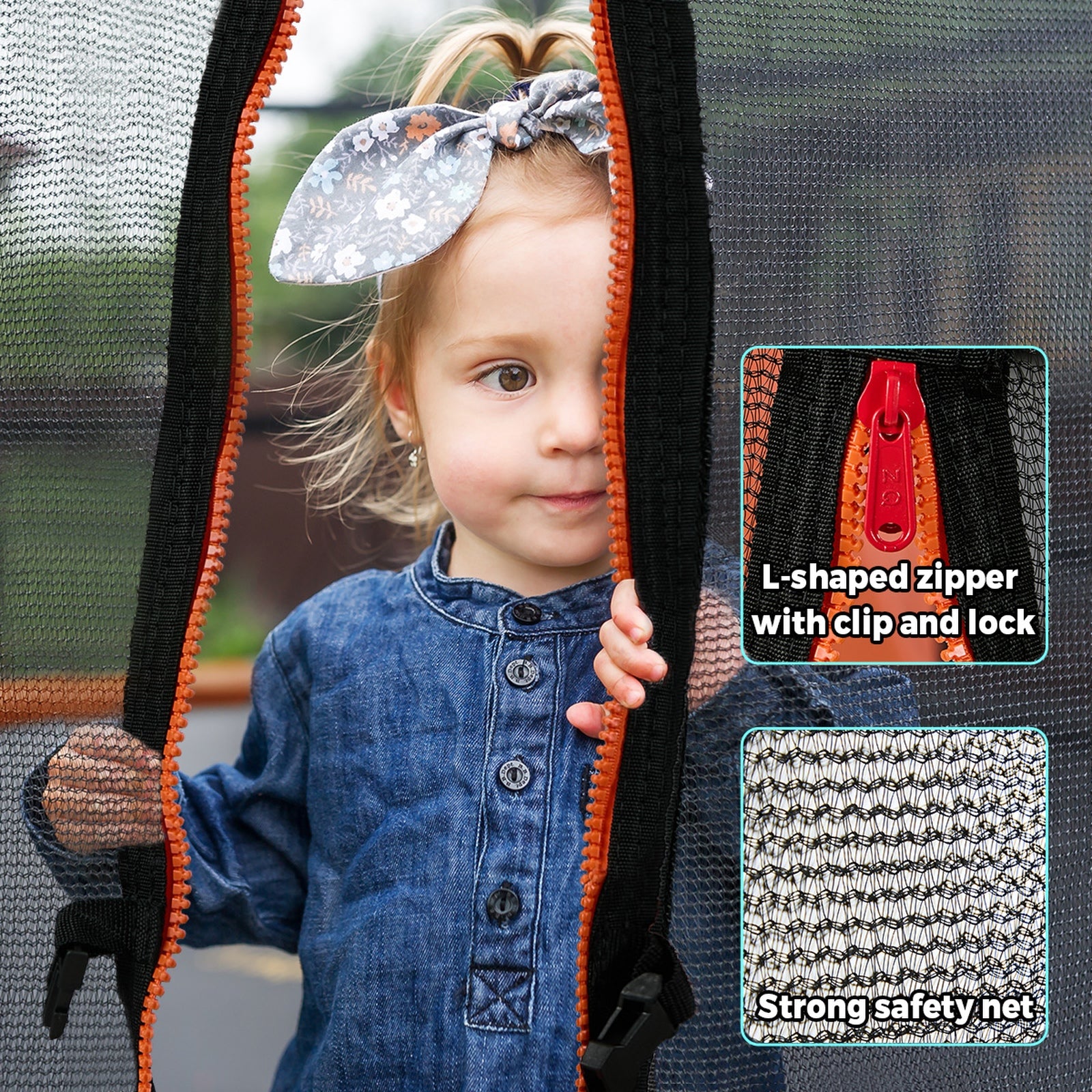 Mazam 6FT Kids Jumping Trampoline with Swing Bar Rectangular Safety Enclosure - Sunyee