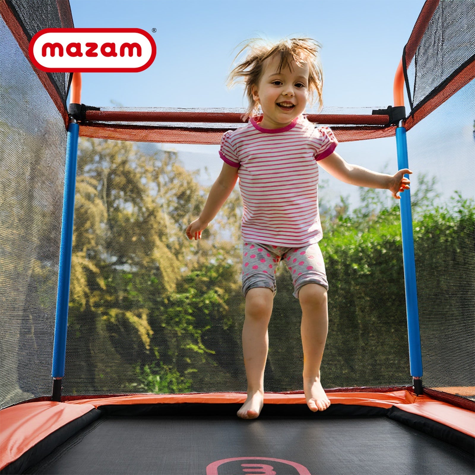 Mazam 6FT Kids Jumping Trampoline with Swing Bar Rectangular Safety Enclosure - Sunyee