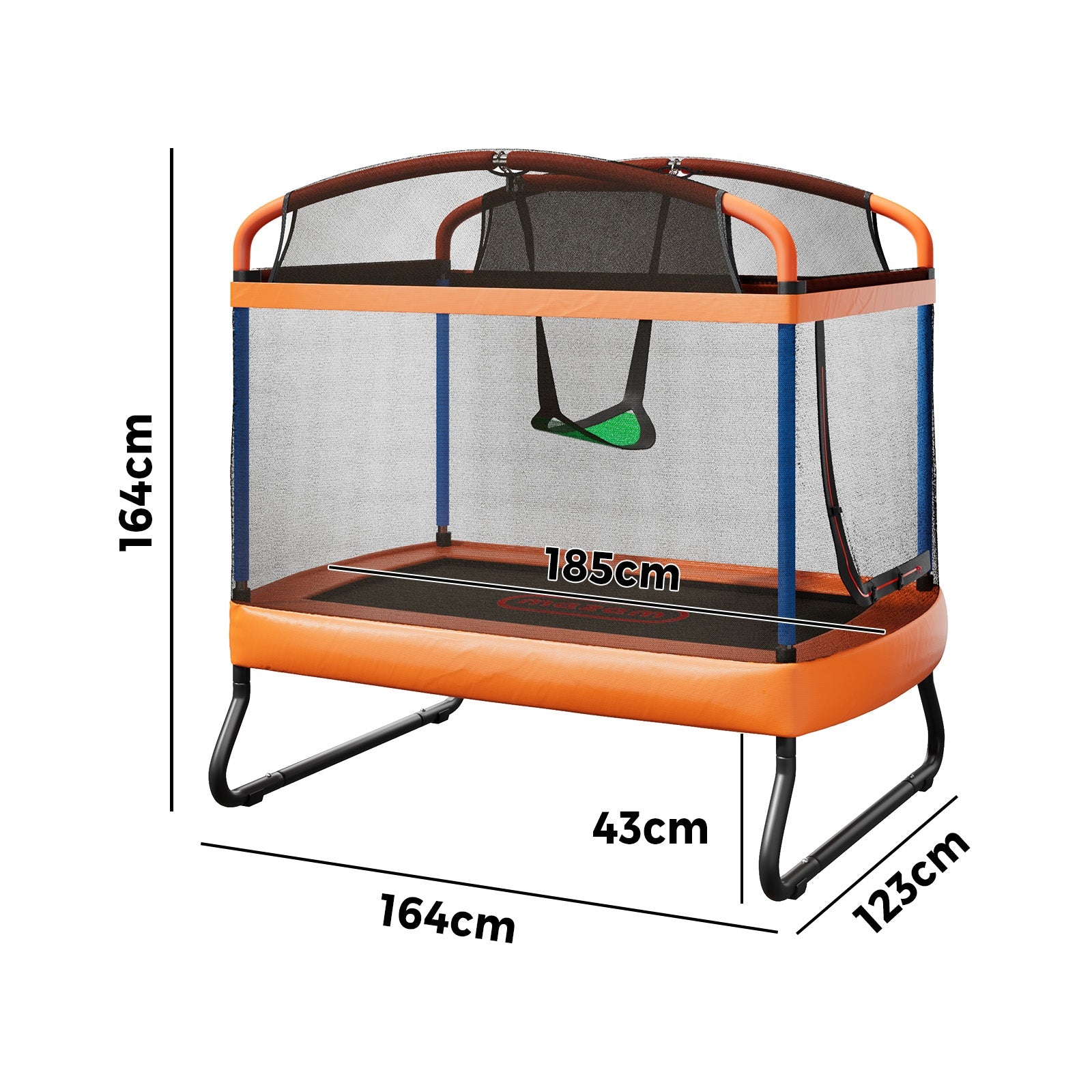 Mazam 6FT Kids Jumping Trampoline with Swing Bar Rectangular Safety Enclosure - Sunyee