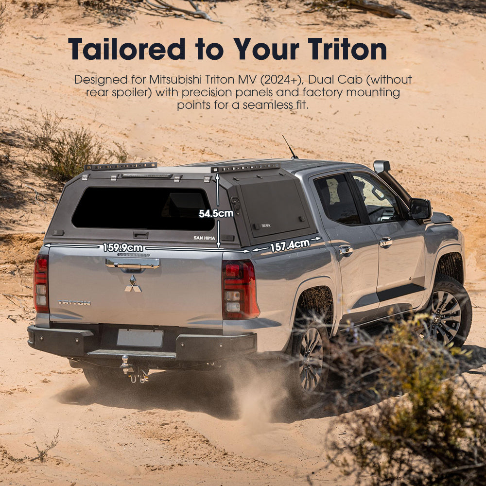San Hima UTE Tub Canopy For Mitsubishi Triton MV 2024-On Dual Cab Without Rear Spoiler
