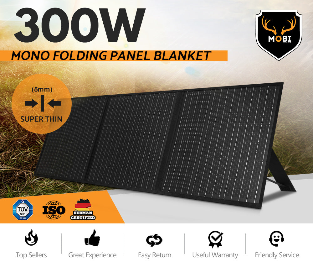 MOBI 300W Solar Blanket Mono Portable Folding Solar Panel Kit 12V Battery Charge - Sunyee