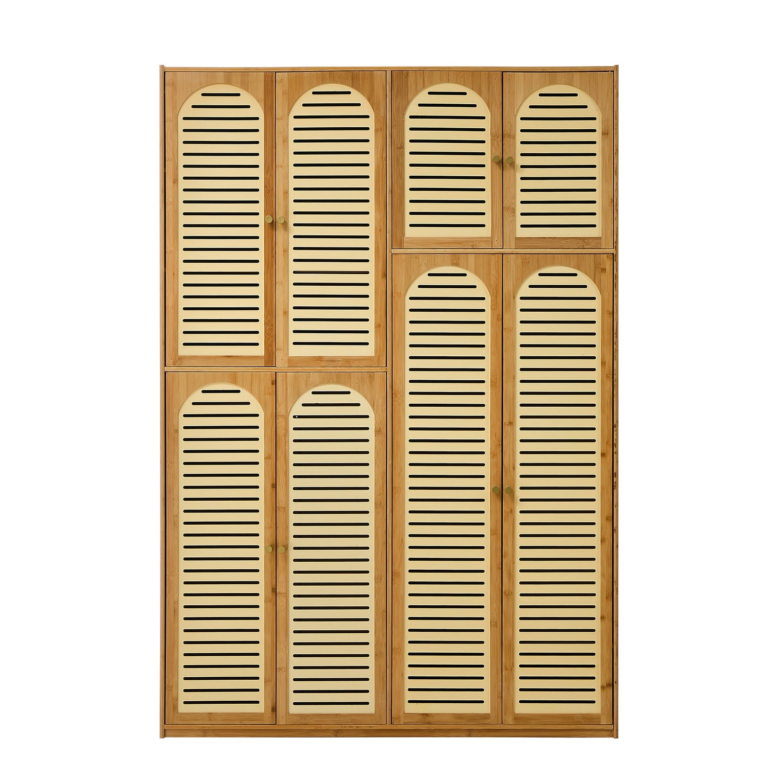 Oikiture Bamboo Wardrobe Large Clothes Storage Cabinet 8 Doors with 7 Shelves