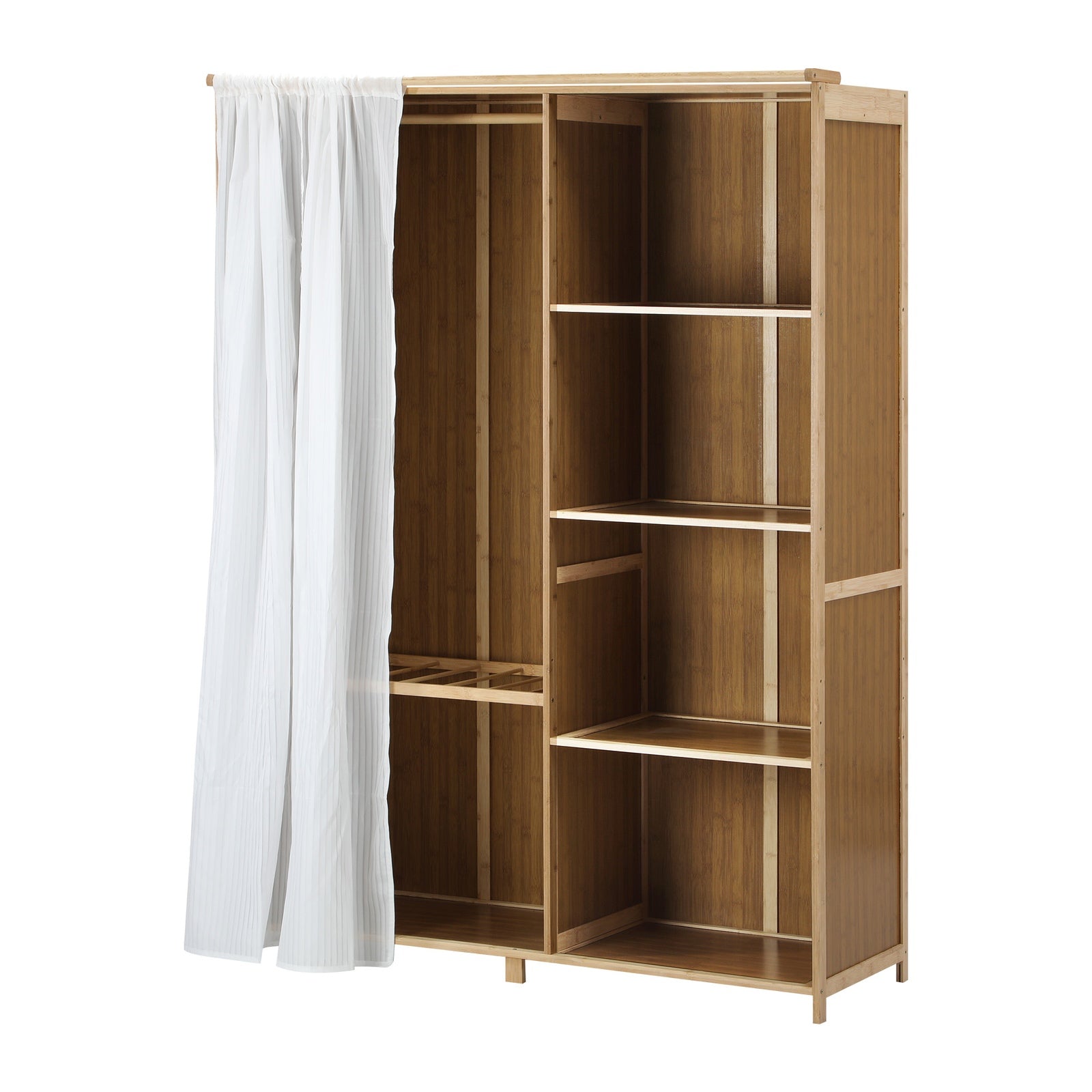 Oikiture Open Wardrobe Shelf Unit Clothes Storage 5 Shelves Hanging Rail - Sunyee