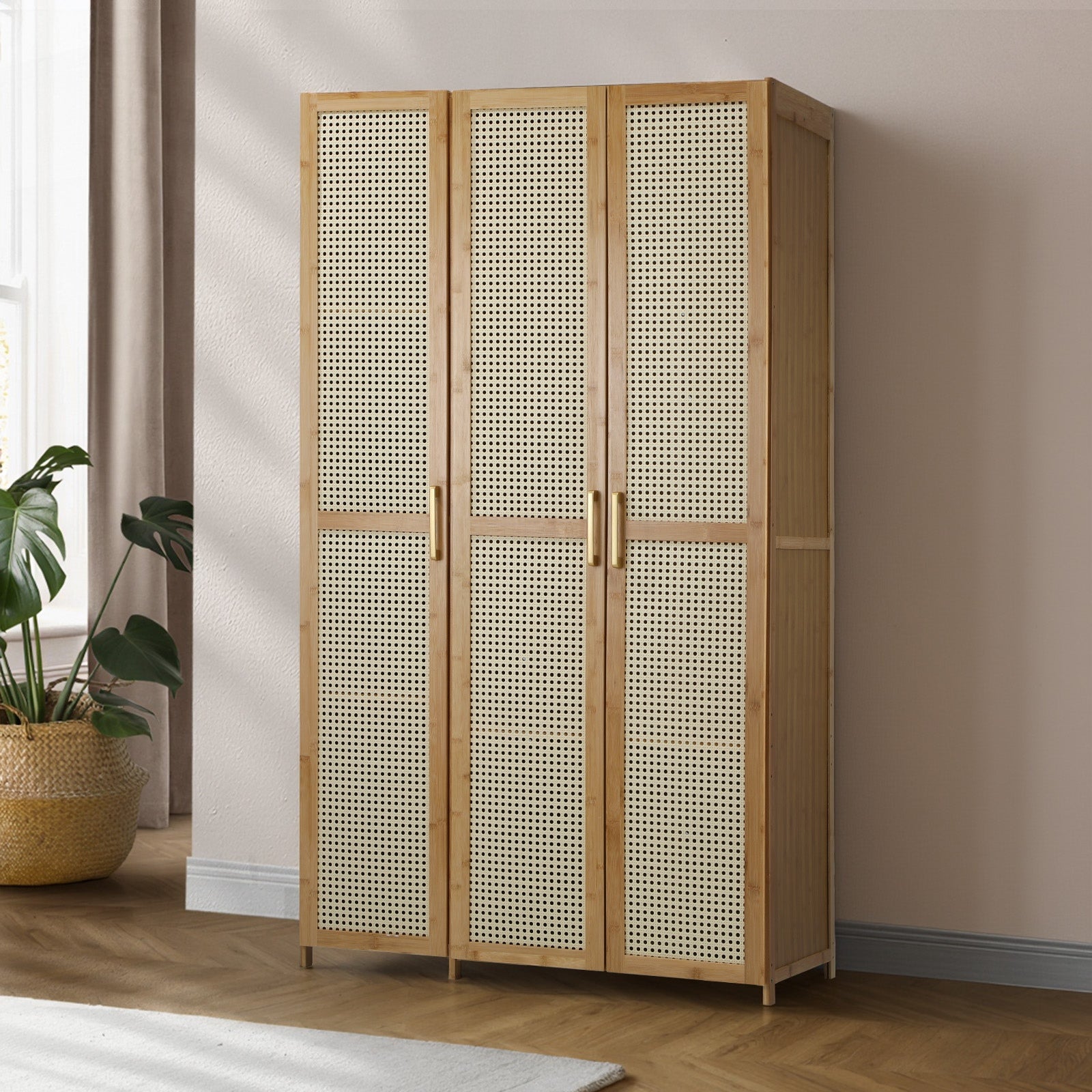 Oikiture Wardrobe Clothes Storage Cabinet Large Cupboard 3 Doors 6 Shelves