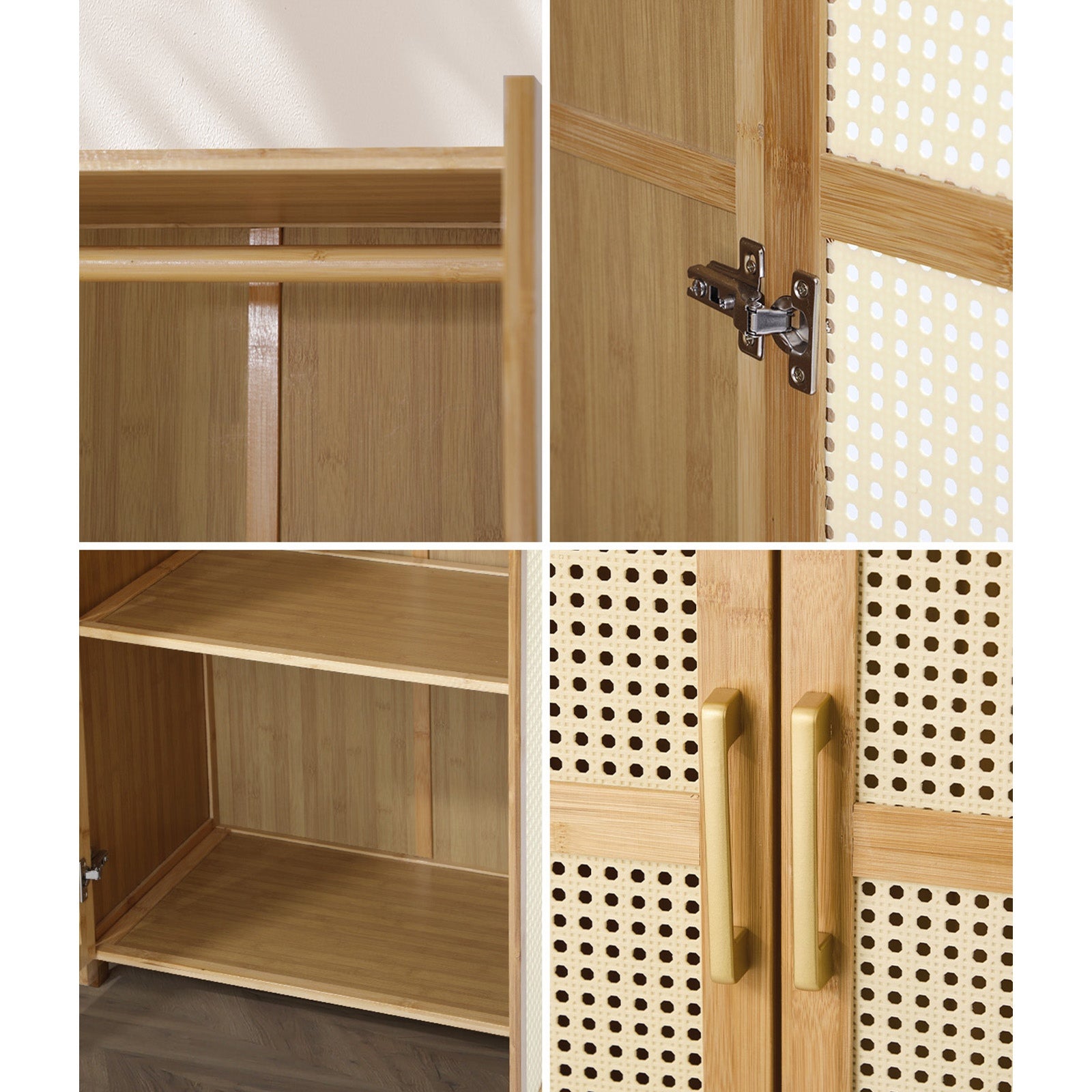 Oikiture Wardrobe Clothes Storage Cabinet Large Cupboard 4 Doors 10 Shelves