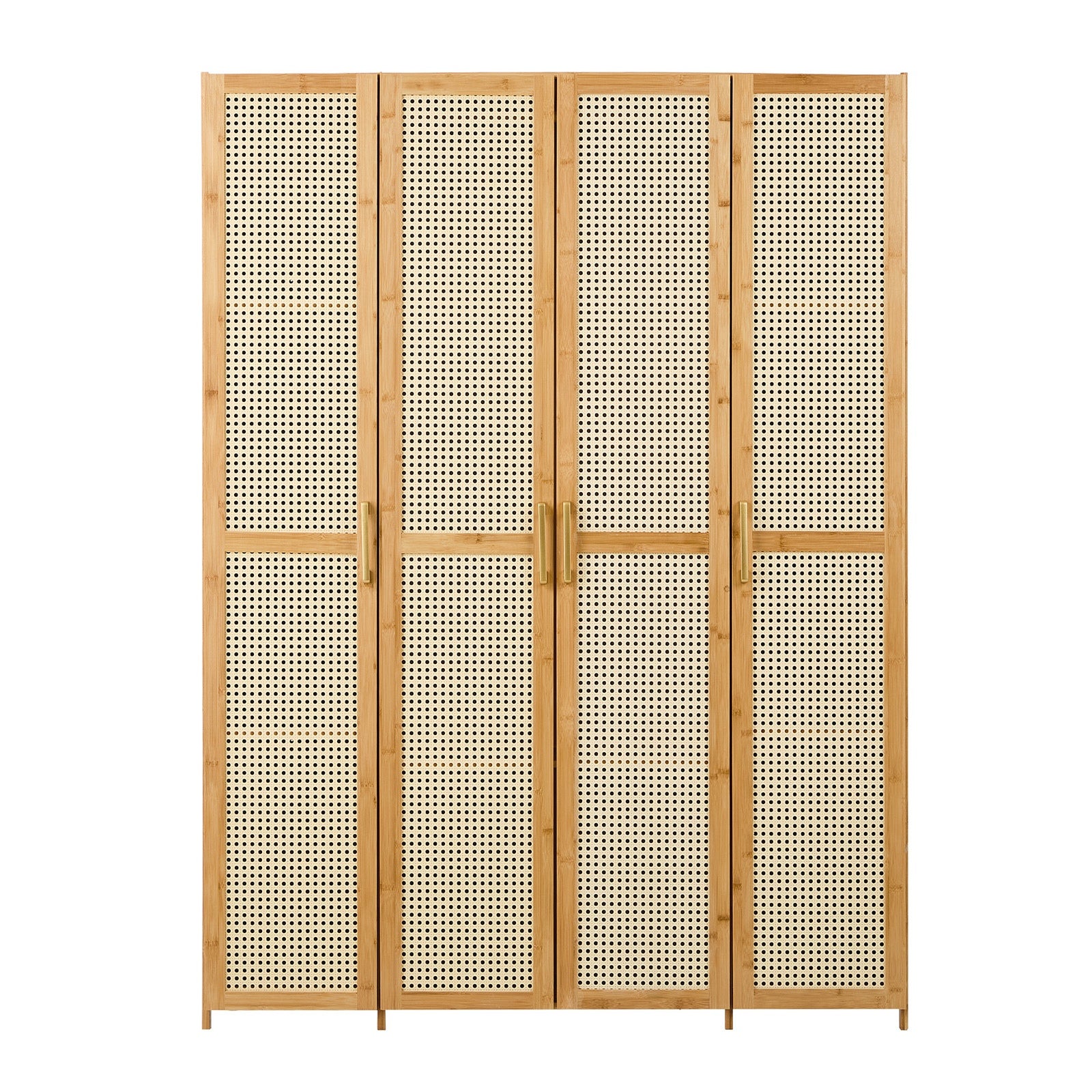 Oikiture Bamboo Wardrobe Large Clothes Storage Cabinet 8 Doors with 7 Shelves