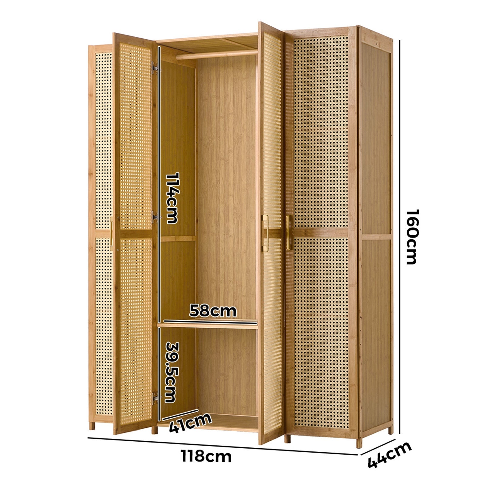 Oikiture Wardrobe Clothes Storage Cabinet Large Cupboard 4 Doors 10 Shelves