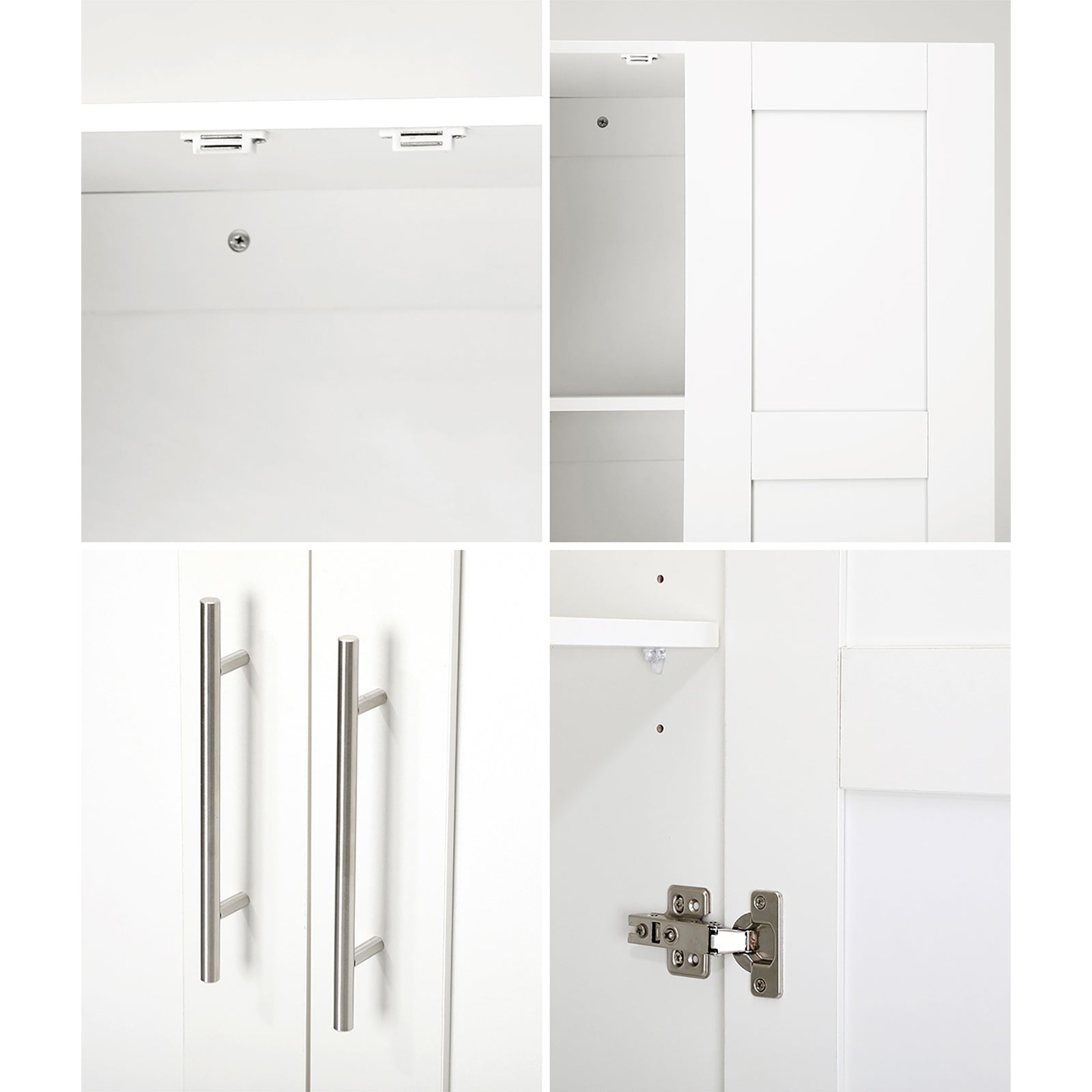 Oikiture Wardrobe Clothes Storage Cabinet Large Cupboard 2 Doors 4 Shelves White - Sunyee