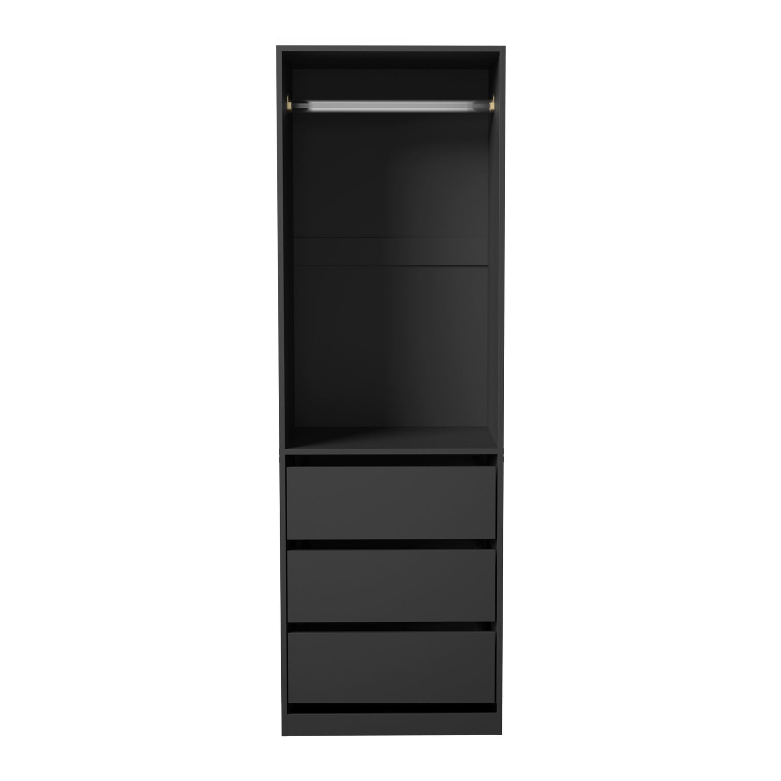Oikiture Open Wardrobe Shelf Unit Clothes Storage 3 Drawers Hanging Rail Black - Sunyee