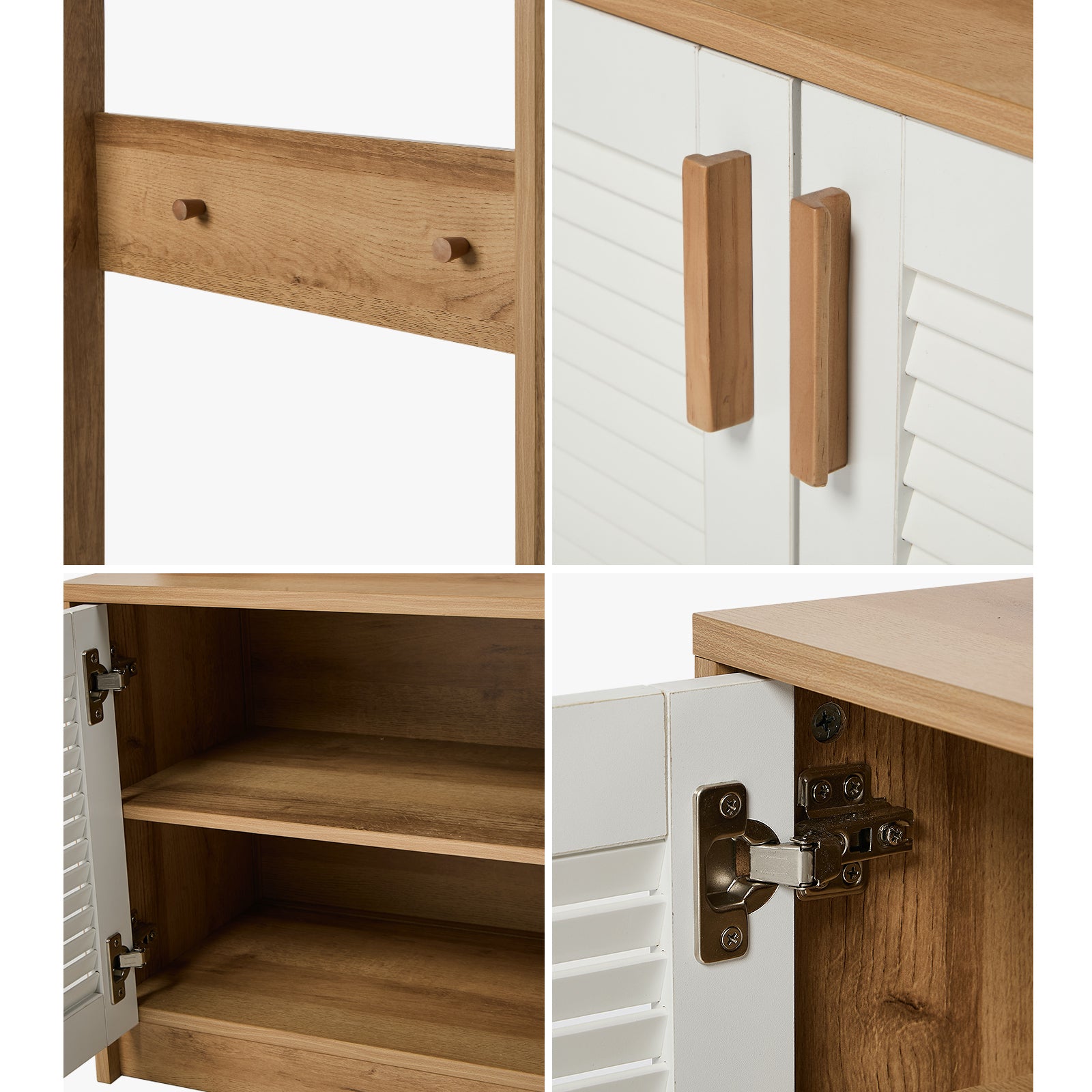 Oikiture Hall Tree Wardrobe Shelf Bench Coat Rack Entryway Storage Natural