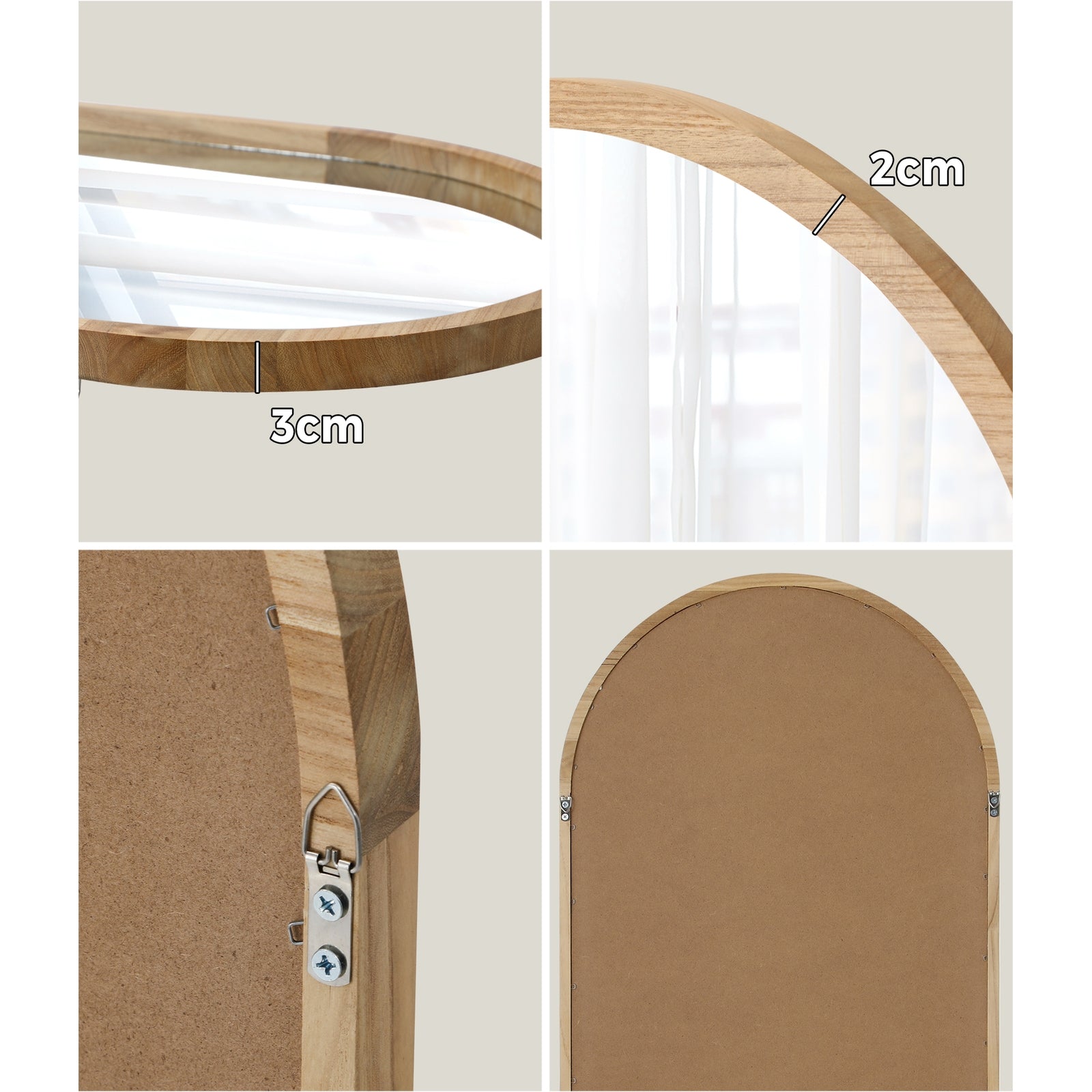 Oikiture Wall Mirrors 86x50cm Arched Makeup Mirror Bathroom Home Decor - Sunyee