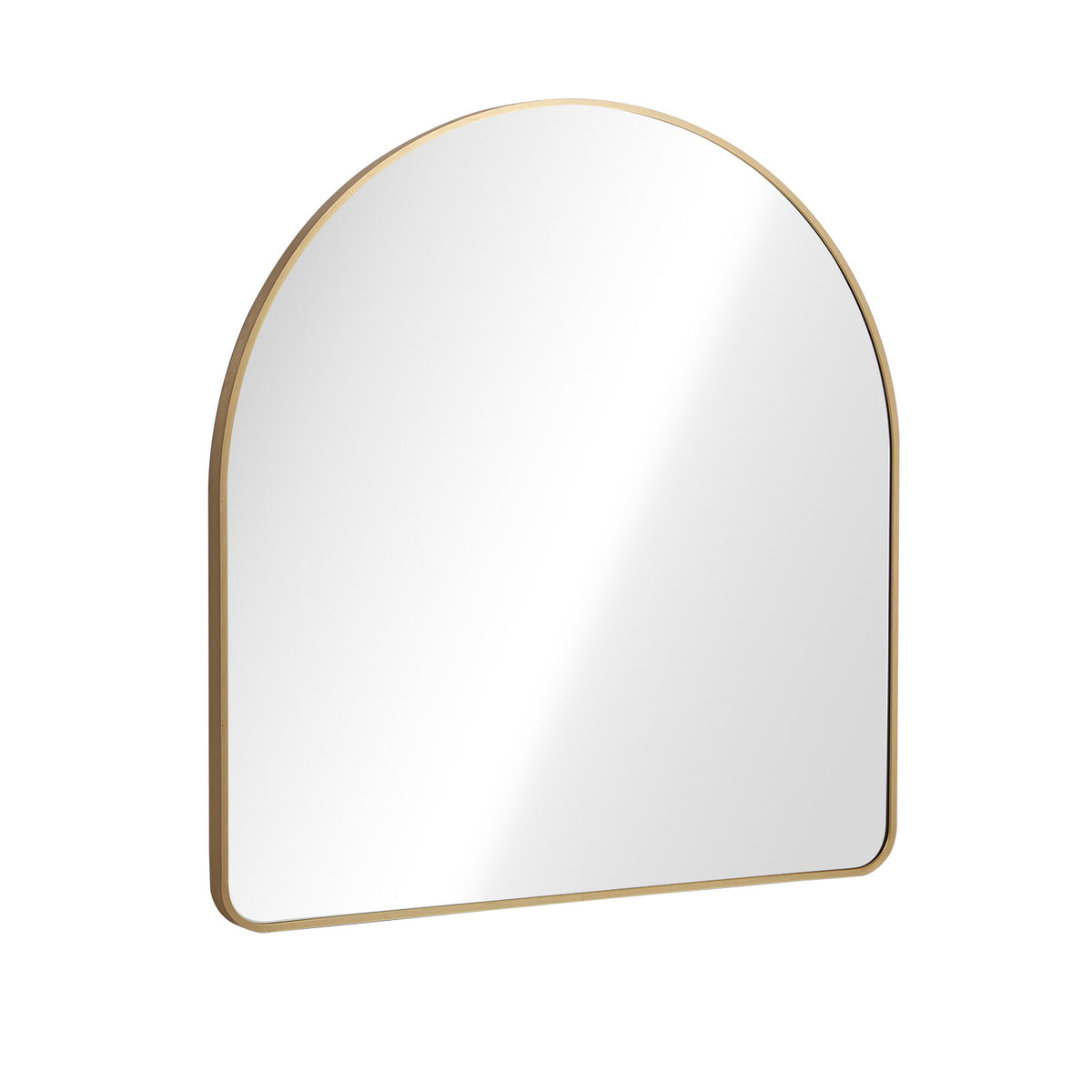 Oikiture Arched Wall Mirror Vanity Makeup Aluminium Frame 85x80cm Gold