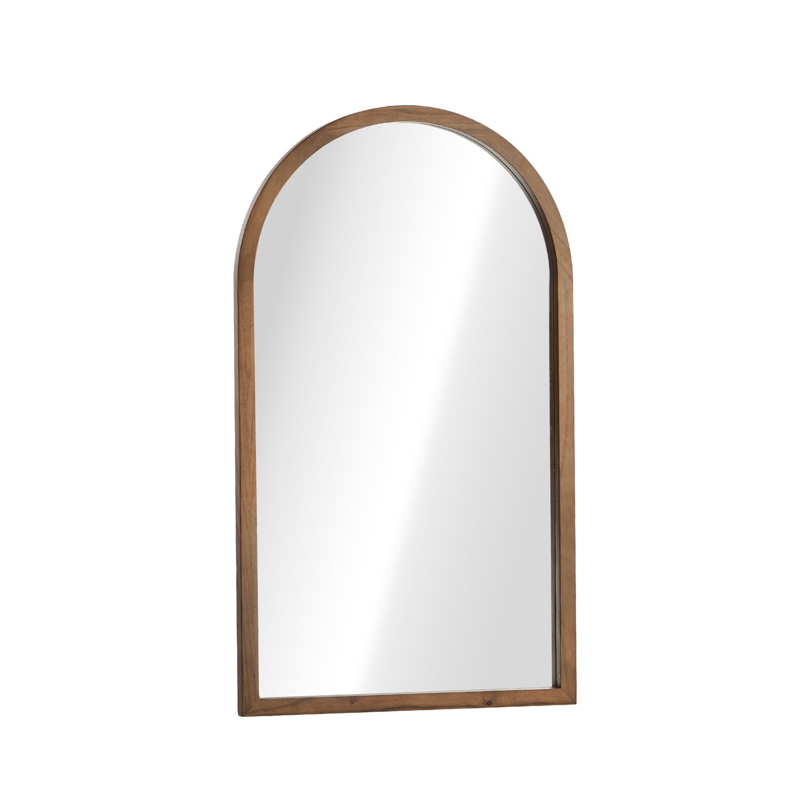 Oikiture Arched Wall Mirrors Vanity Home Decor Makeup Mirror 86x50cm Brown Wood - Sunyee