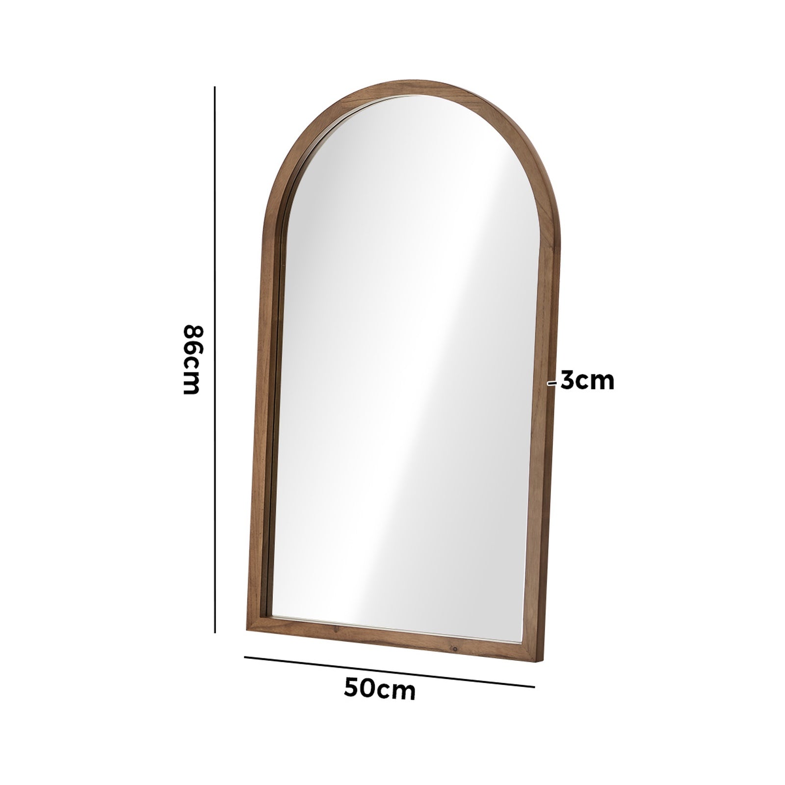 Oikiture Arched Wall Mirrors Vanity Home Decor Makeup Mirror 86x50cm Brown Wood - Sunyee
