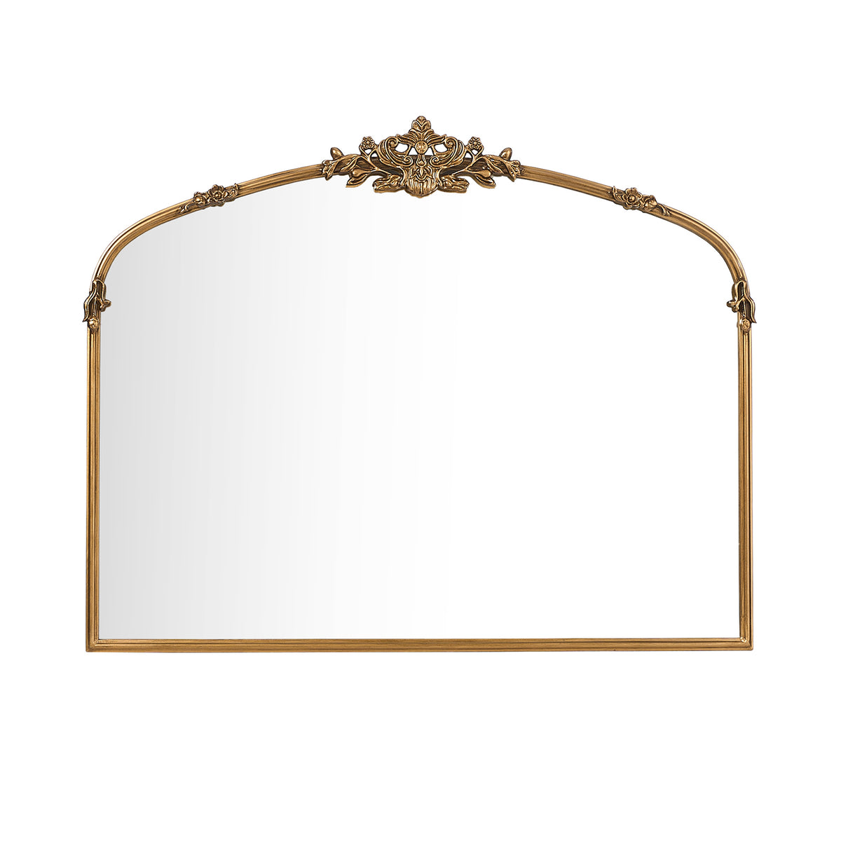 Oikiture Vintage Wall Mirror Arched Vanity Mirror Metal Frame 100x80cm Gold - Sunyee