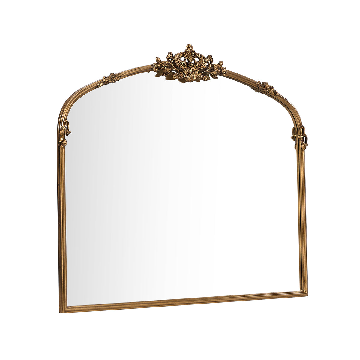 Oikiture Vintage Wall Mirror Arched Vanity Mirror Metal Frame 100x80cm Gold - Sunyee