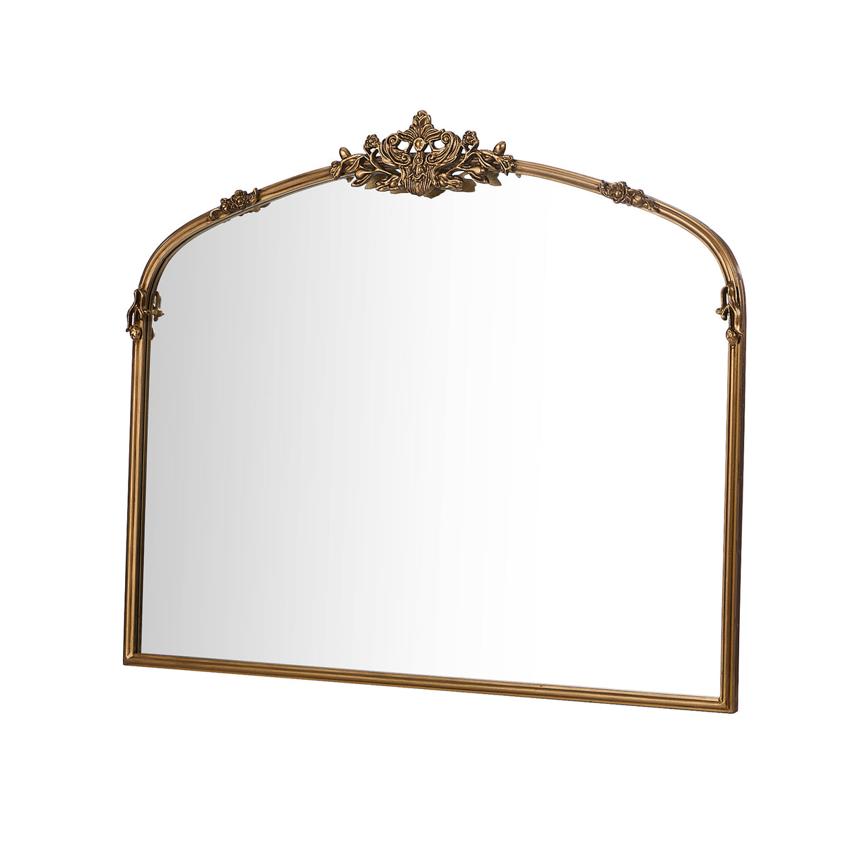 Oikiture Vintage Wall Mirror Arched Vanity Mirror Metal Frame 100x80cm Gold - Sunyee