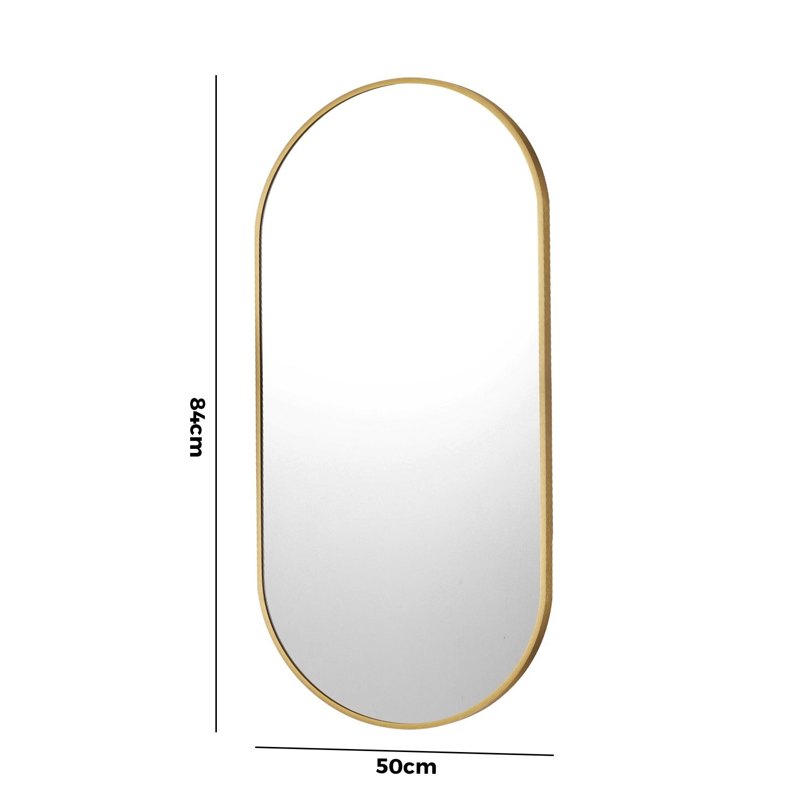 Oikiture Wall Mirrors Oval Makeup Mirror Bedroom Home Decor Gold 84x50cm - Sunyee