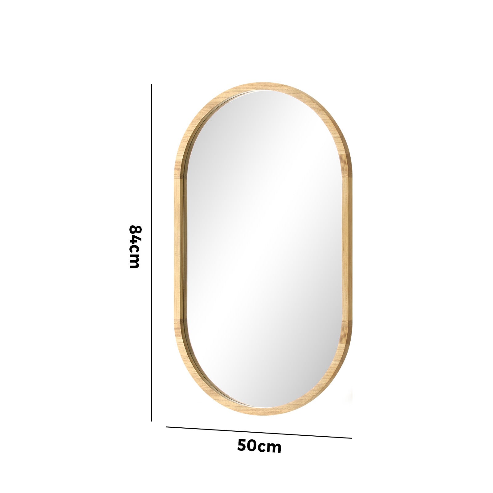 Oikiture Wooden Wall Mirrors Oval Makeup Mirror Home Decor 84x50cm - Sunyee