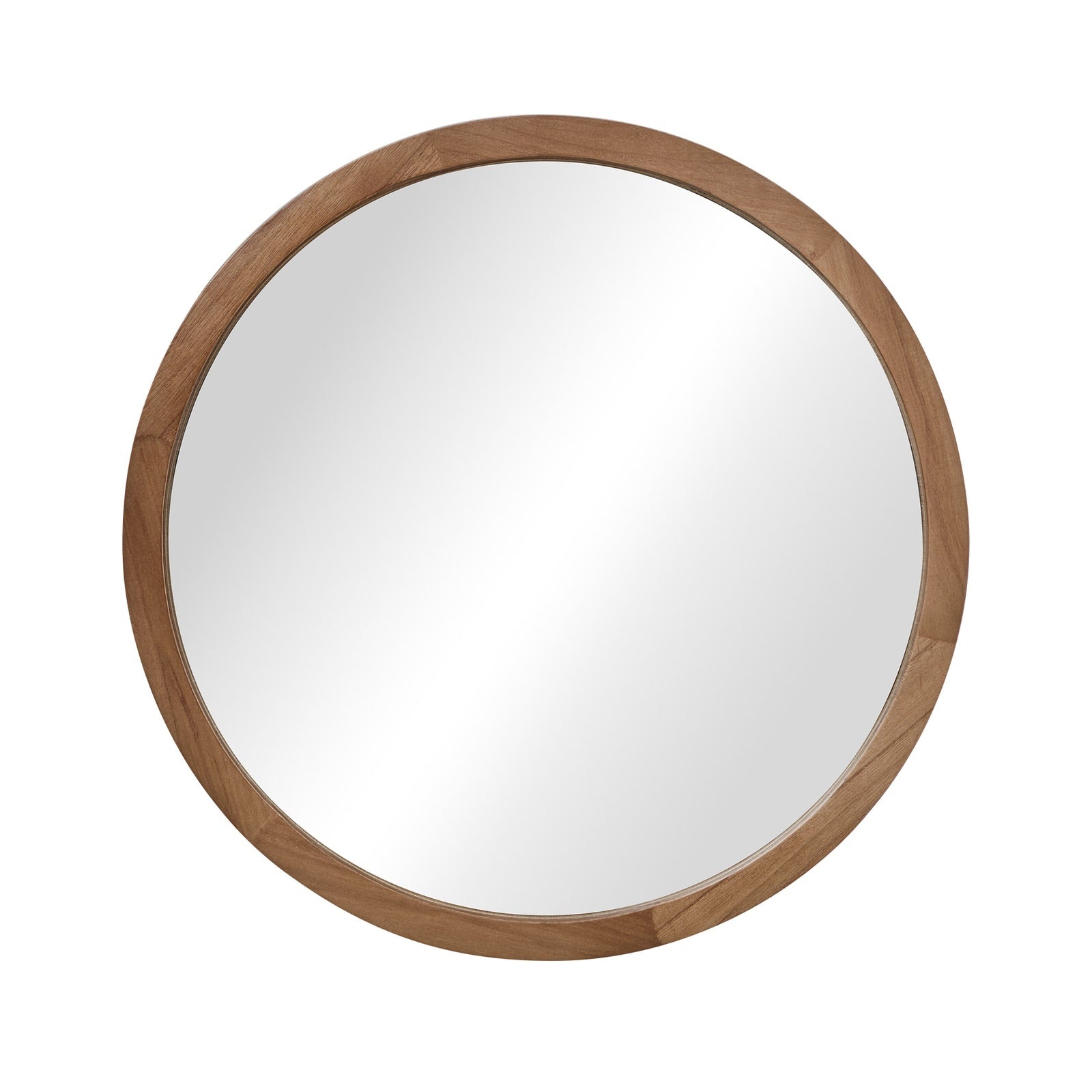 Oikiture Wall Mirrors Round Home Decor 70cm Walnut Set of 2 - Sunyee
